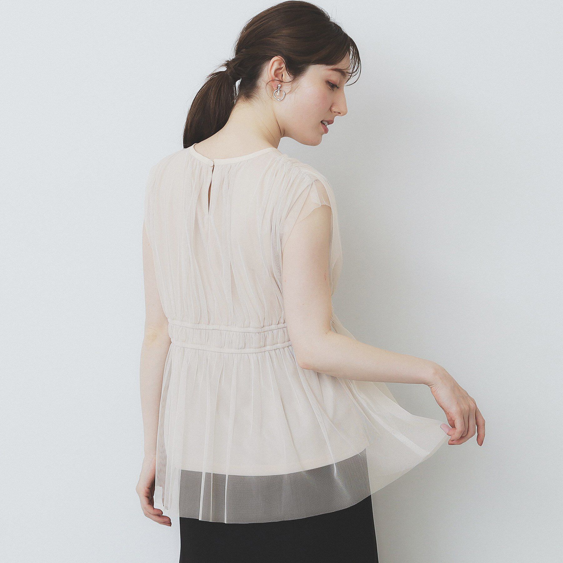 index「チュールレイヤードペプラムブラウス【洗濯機洗い可】」|シャツ・ブラウス|