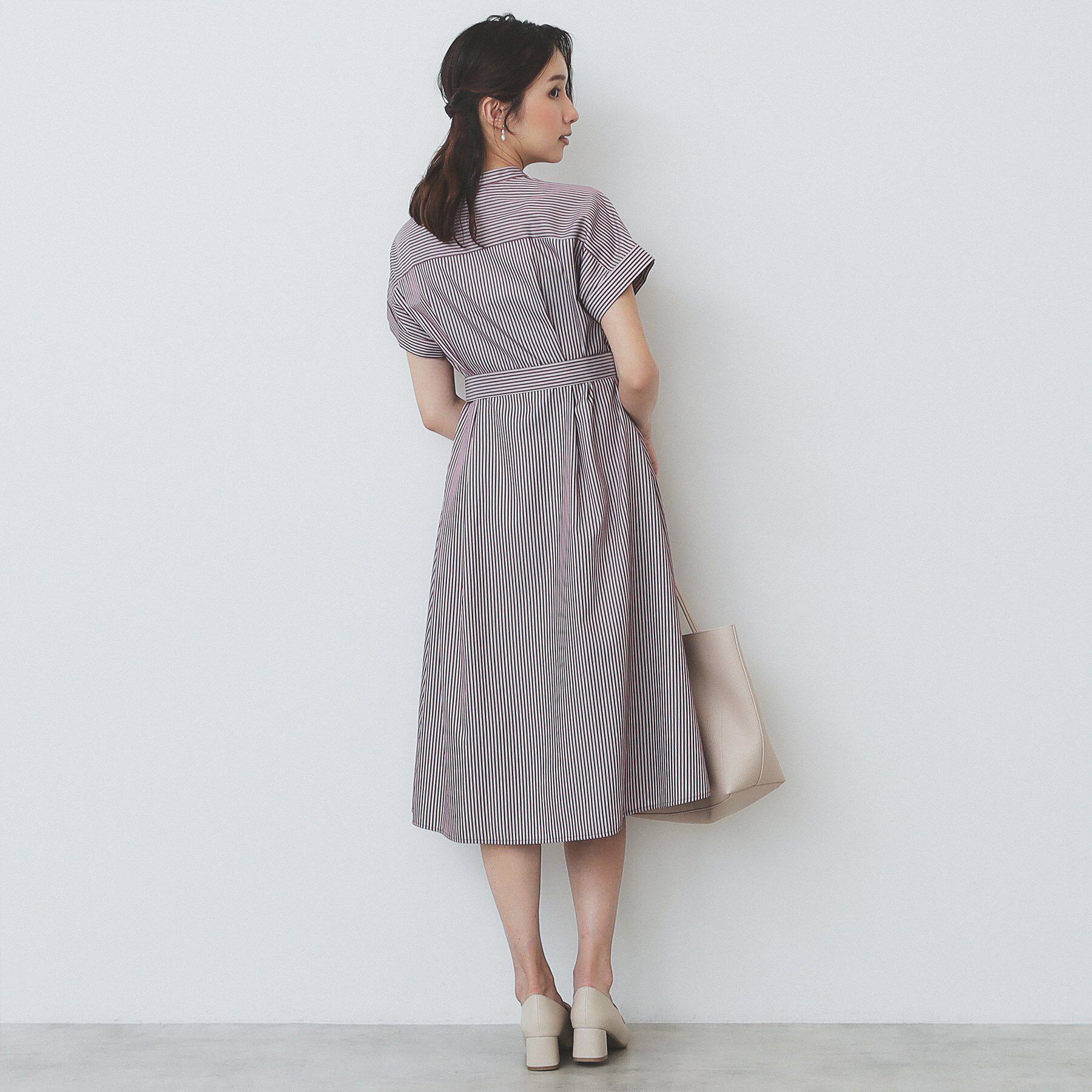 index「《XS-LLサイズ》マルチストライプシャツワンピース【洗濯機洗い可/イージーアイロン/防シワ】」|ワンピース|