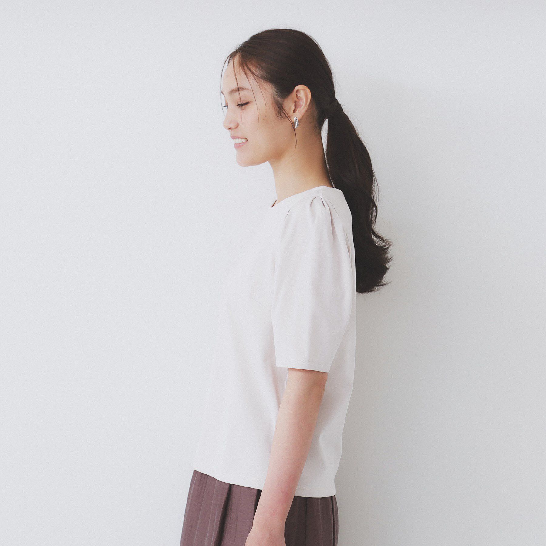 index「《7色展開/XS-LLサイズ》多機能タックスリーブトップス【汗ジミ防止/吸水速乾/接触冷感/UVケア」|Tシャツ・カットソー|