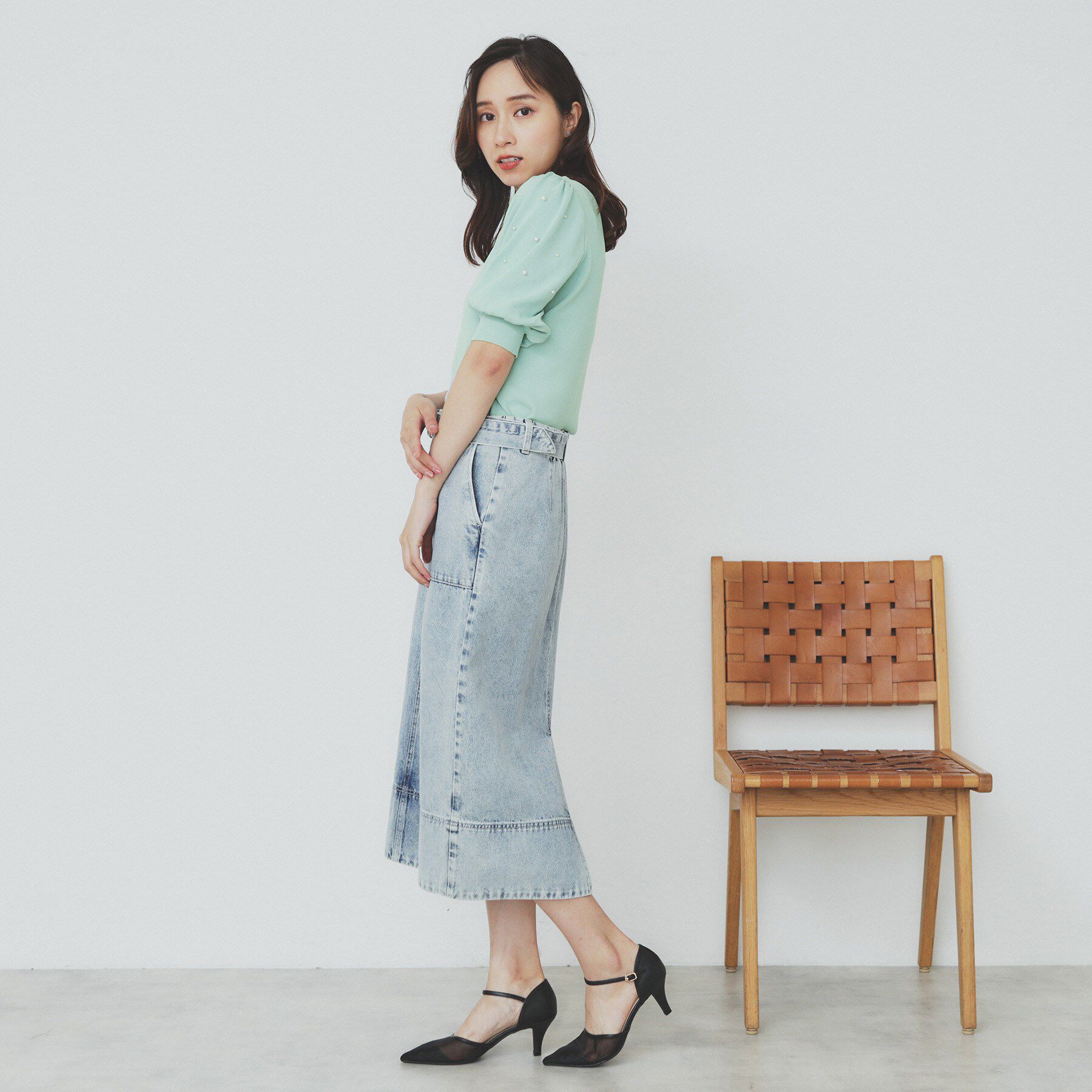 index「ドライタッチ パール調パフスリーブニット【洗濯機洗い可/UVケア/抗ピル/接触冷感】」|ニット・セーター|