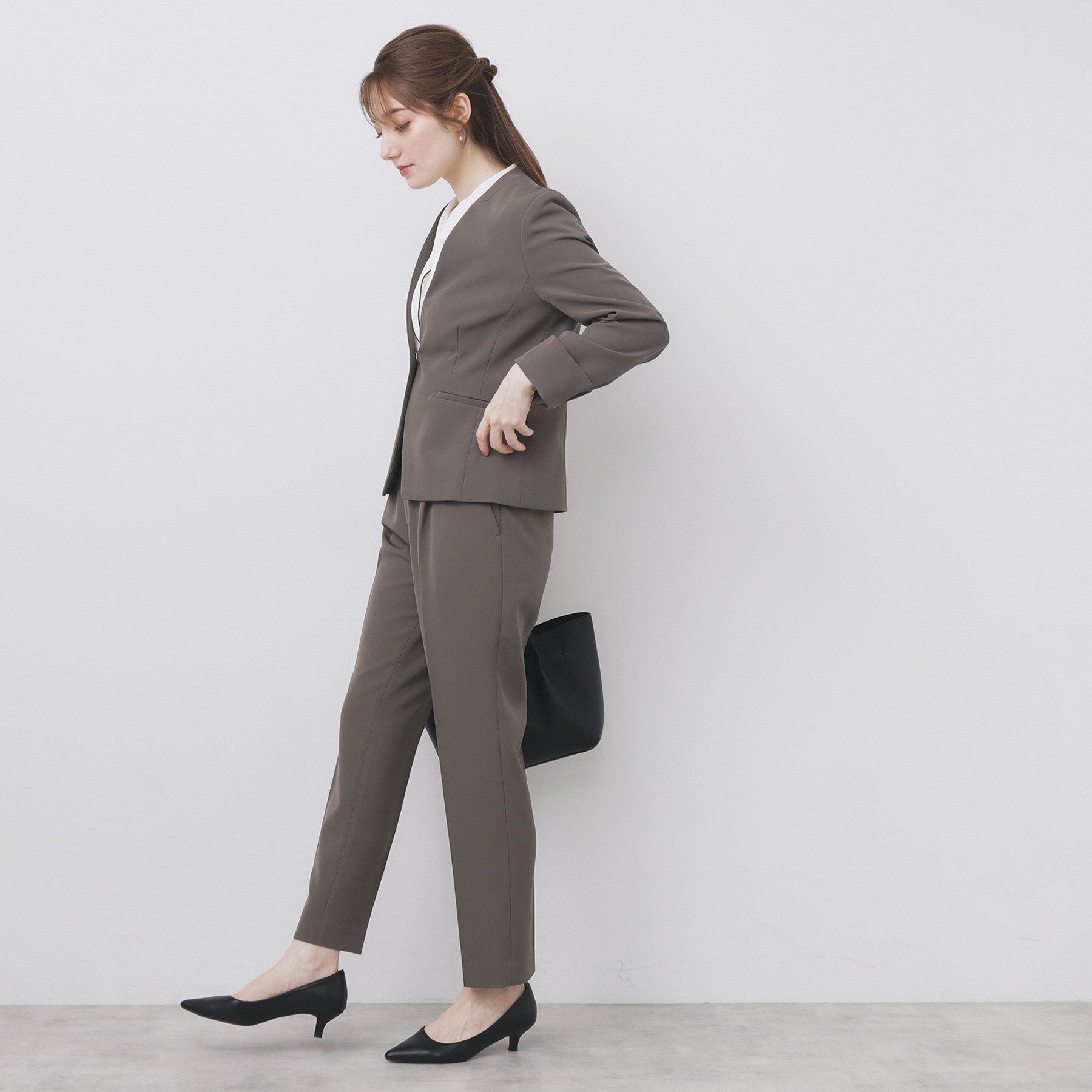 index「ストレッチノーカラージャケット/セットアップ対応【洗濯機洗い可/イージーアイロン/防シワ】」|ノーカラージャケット|