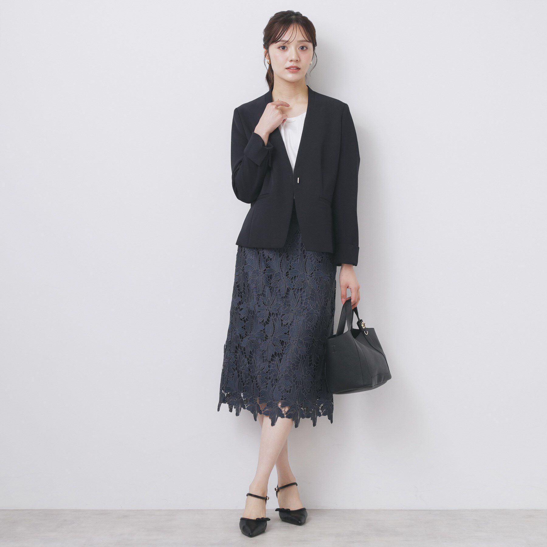 index「ストレッチノーカラージャケット/セットアップ対応【洗濯機洗い可/イージーアイロン/防シワ】」|ノーカラージャケット|