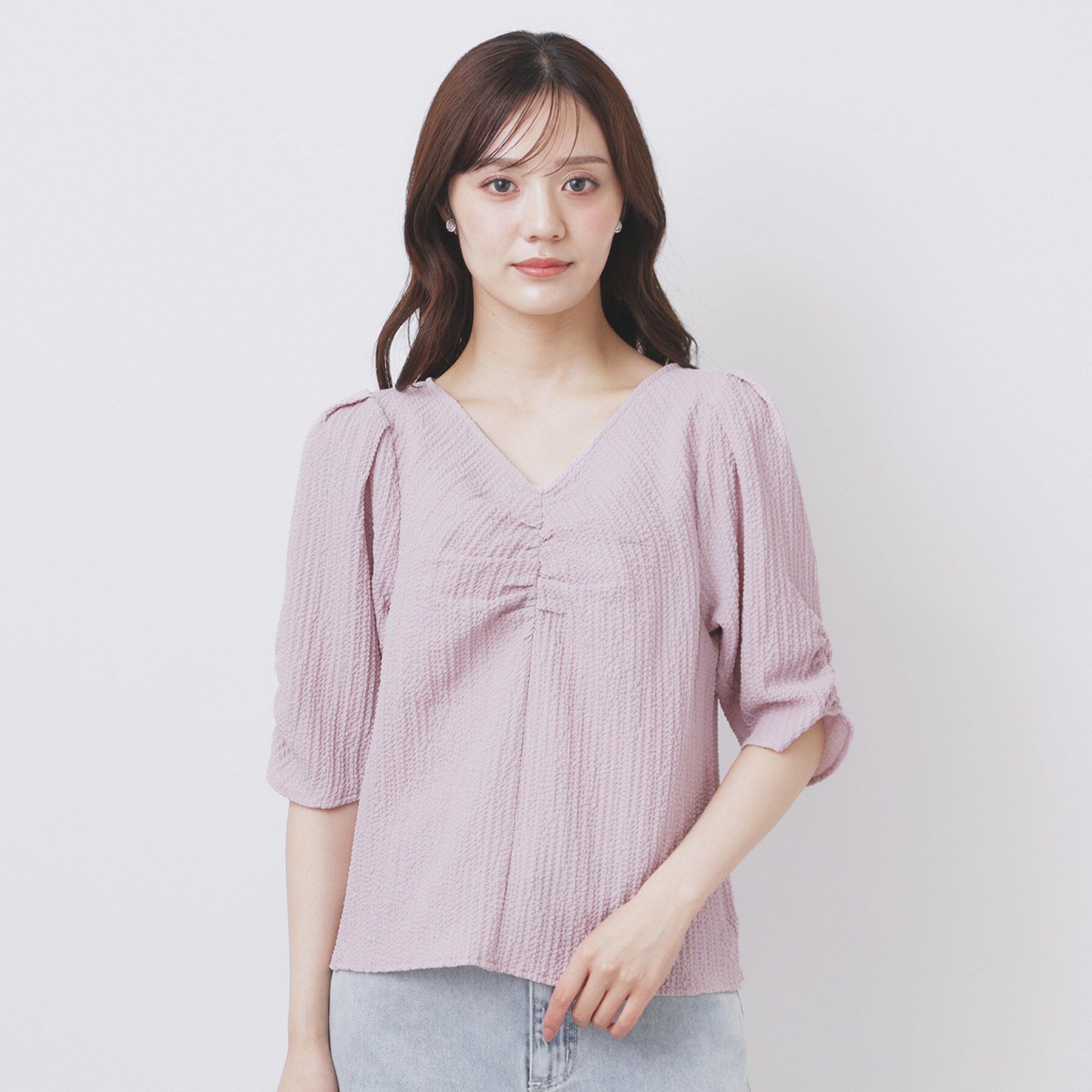 index「フロントギャザージャガードブラウス【洗濯機洗い可】」|シャツ・ブラウス|