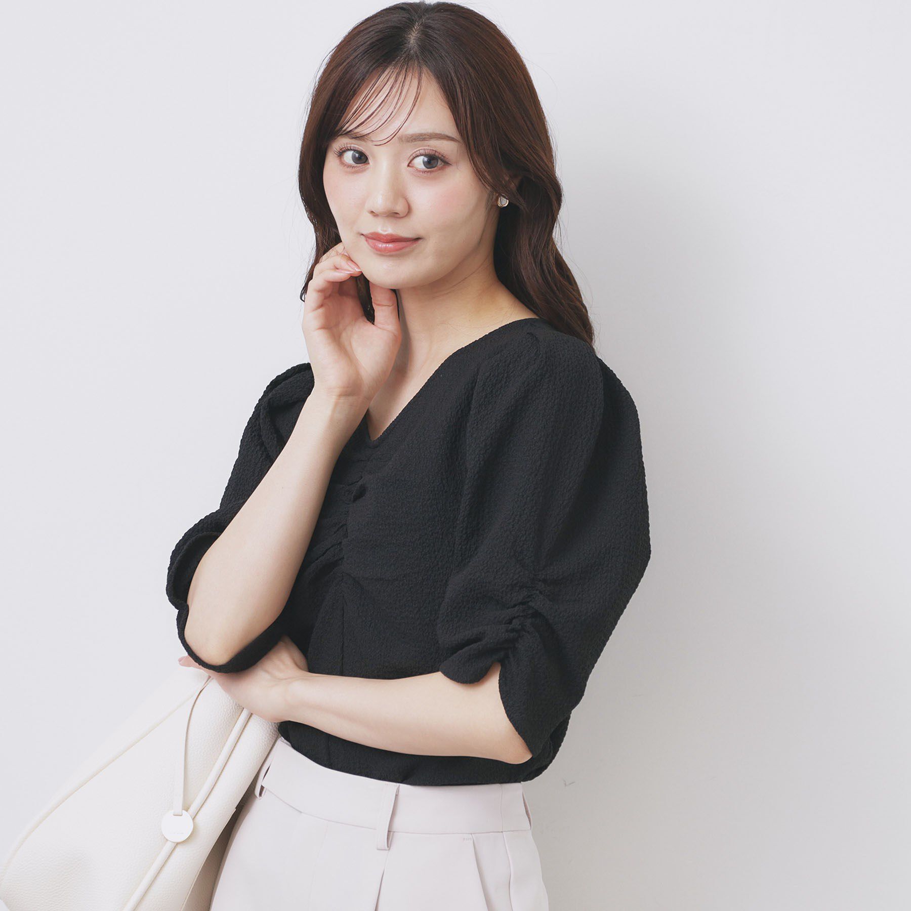 index「フロントギャザージャガードブラウス【洗濯機洗い可】」|シャツ・ブラウス|