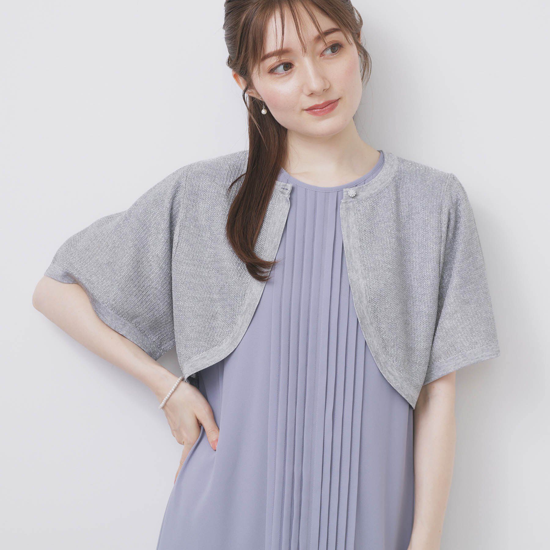 index「ビジュー釦ラメボレロカーディガン【洗濯機OK/抗ピル】」|カーディガン|シルバー(006)