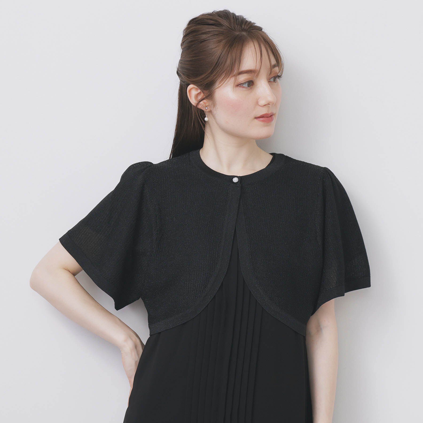 index「ビジュー釦ラメボレロカーディガン【洗濯機OK/抗ピル】」|カーディガン|