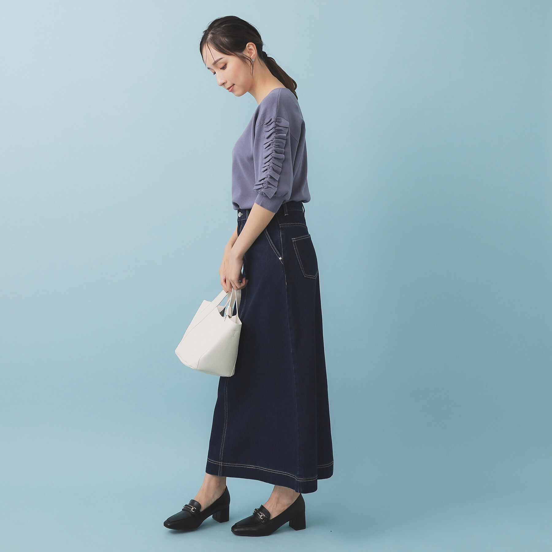 index「ラップフリルVネックニット【洗濯機洗い可/接触冷感/UVケア】」|ニット・セーター|