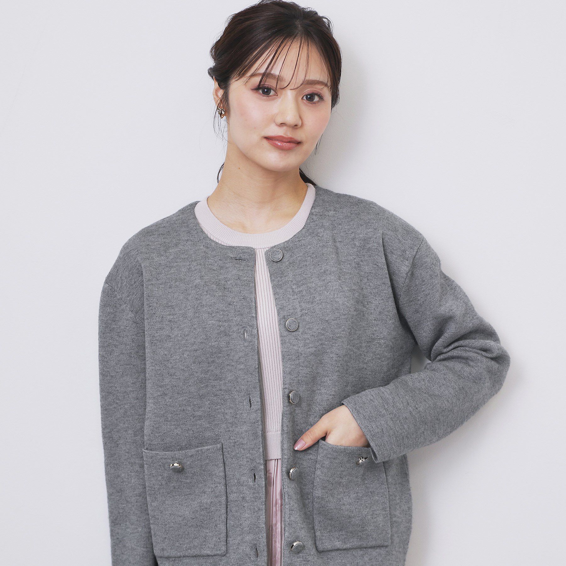 index「ダブルフェイスコーディガン【洗濯機OK】」|カーディガン|グレー(012)
