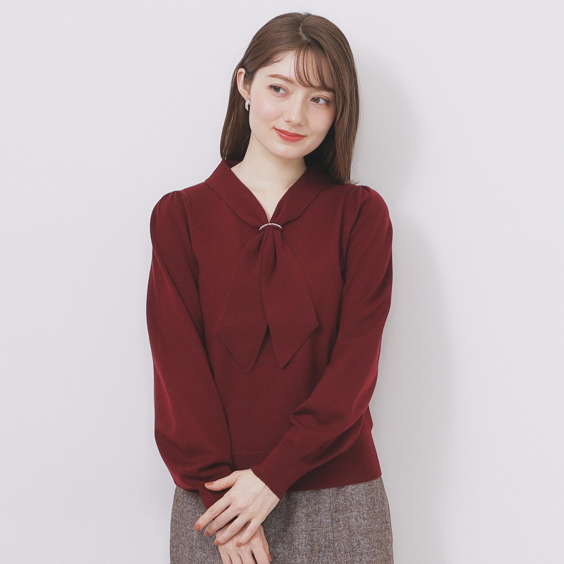 index「ゴールドパーツ付きボウタイニット【洗濯機OK】《10col/XS～LL》」|ニット・セーター|