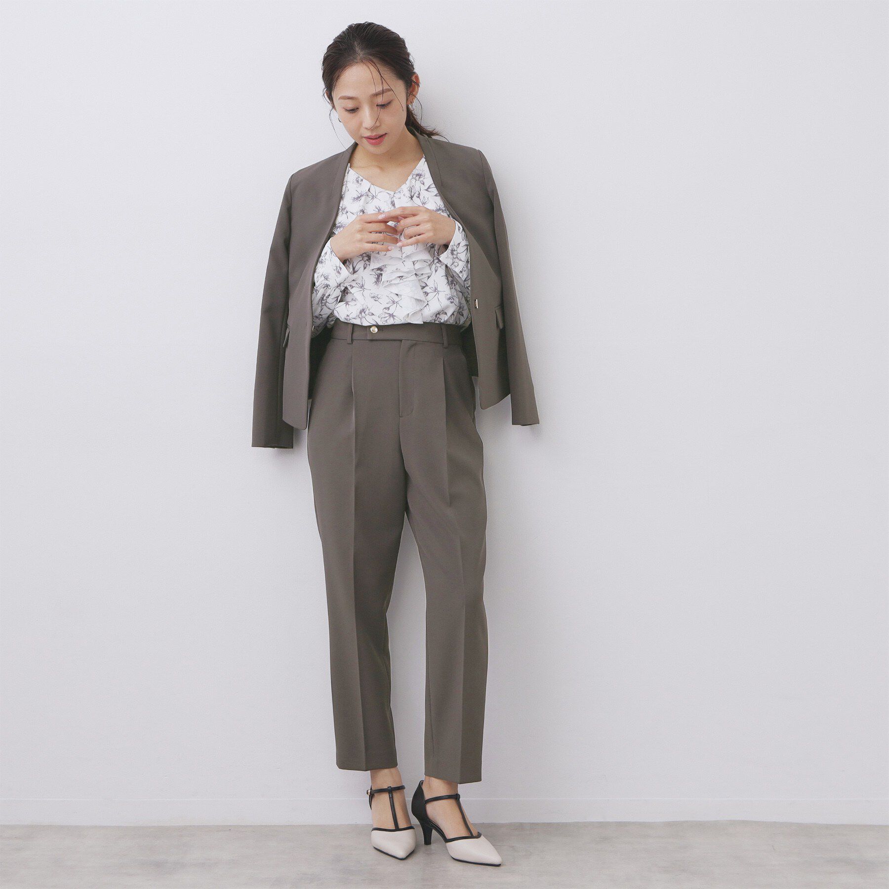 index「ストレッチノーカラージャケット/セットアップ対応【洗濯機OK/防シワ/イージーアイロン】」|ノーカラージャケット|