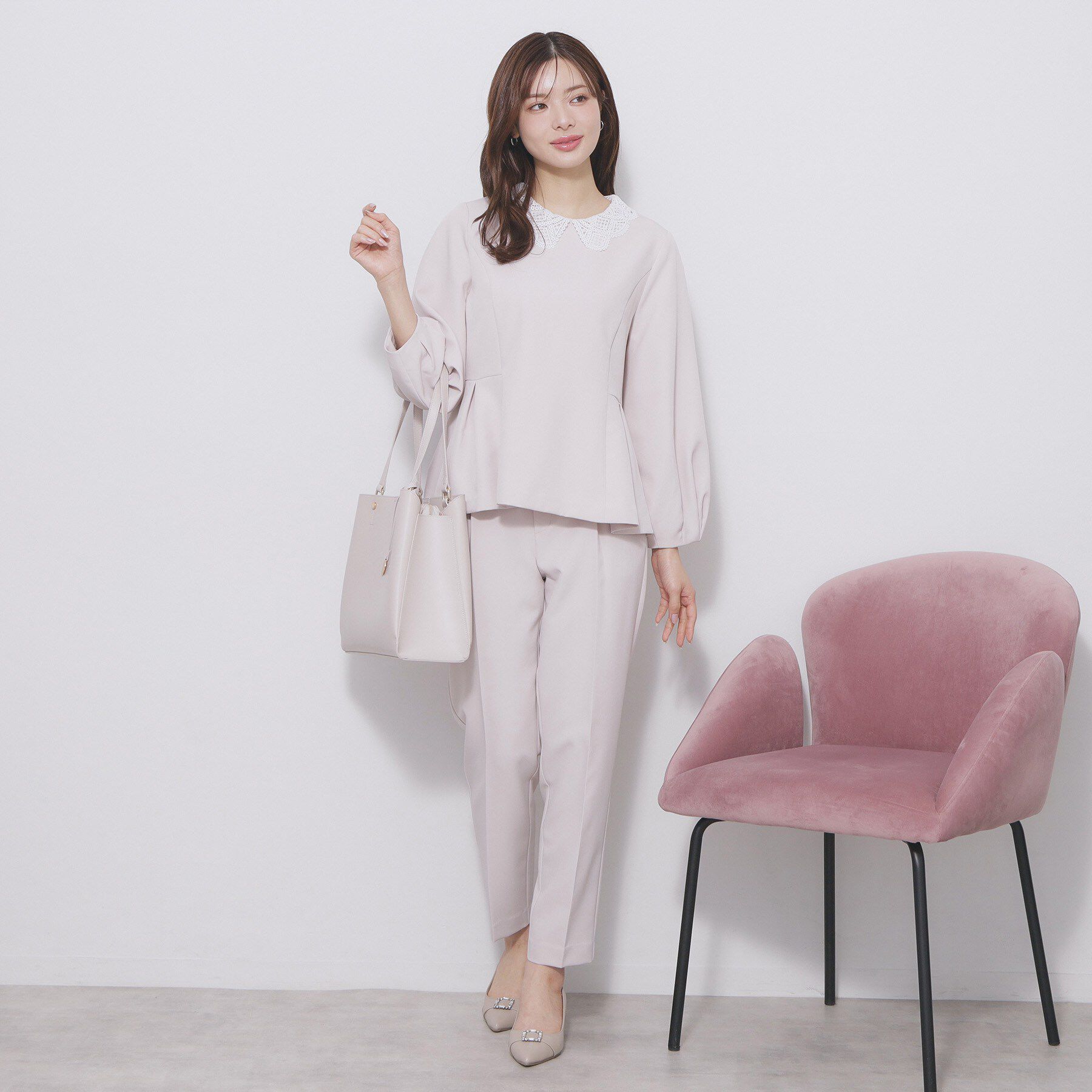 index「レース衿ペプラムブラウス【洗濯機OK/ストレッチ】」|シャツ・ブラウス|