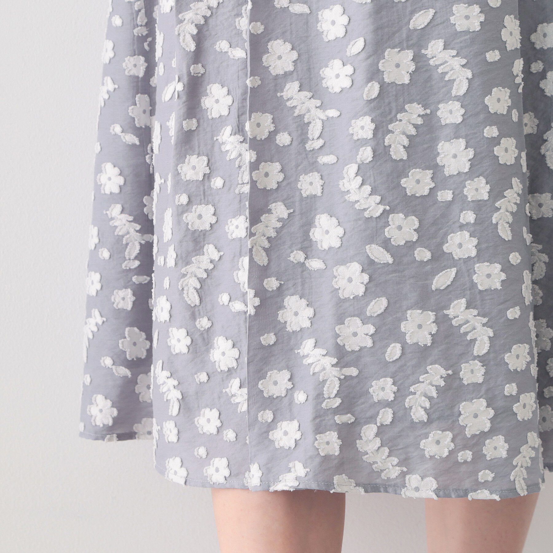 index「麻調花柄ジャカードフレアスカート【洗える】」|スカート|