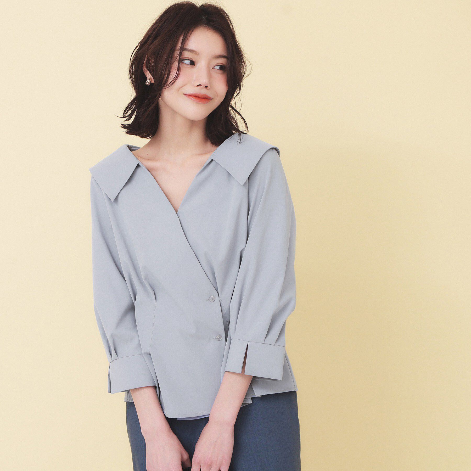 index「カシュクールタックシャツ【洗濯機OK/ストレッチ】」|シャツ・ブラウス|