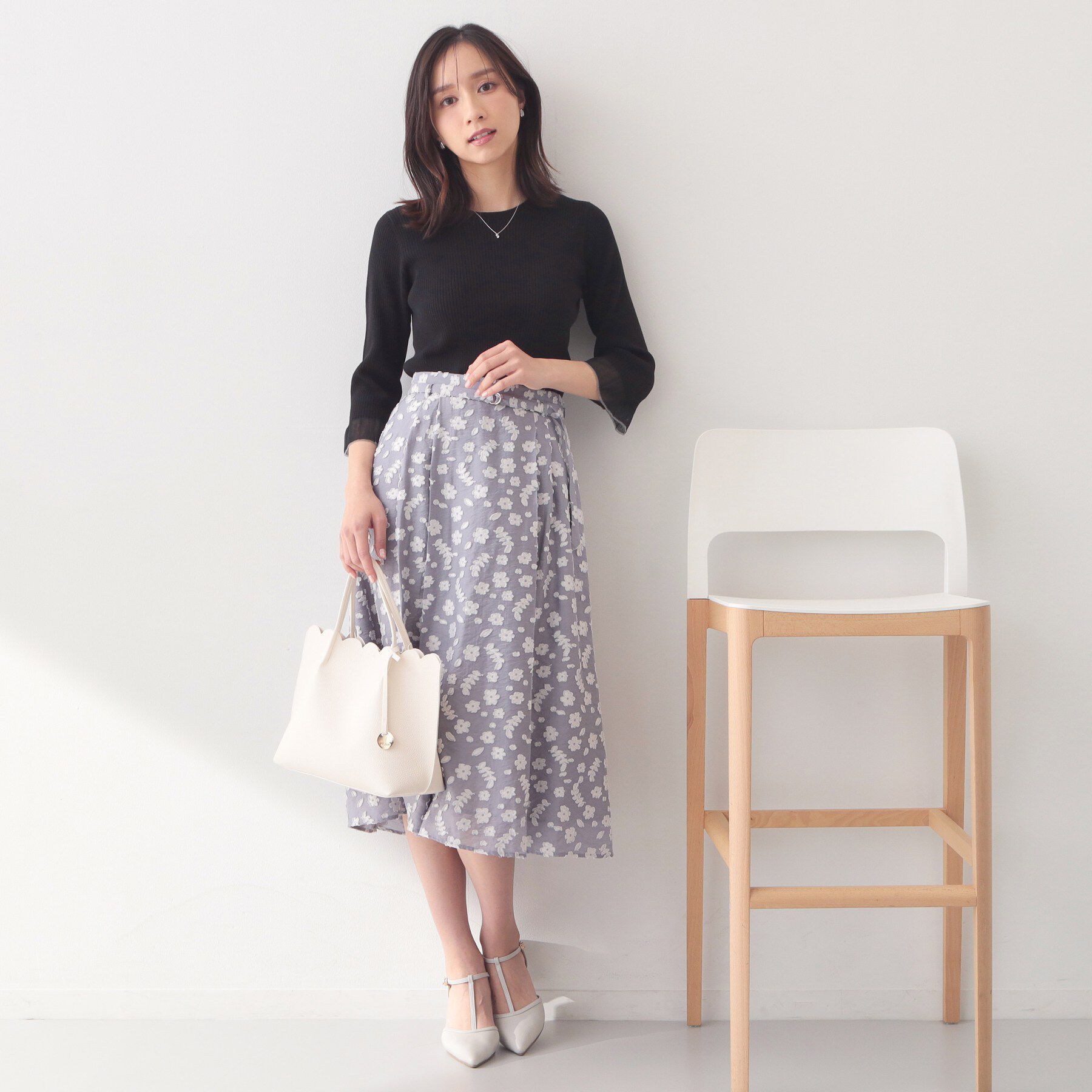 index「リブシアーフレアスリーブニット/オーガニックコットン【洗える/UVケア】」|ニット・セーター|