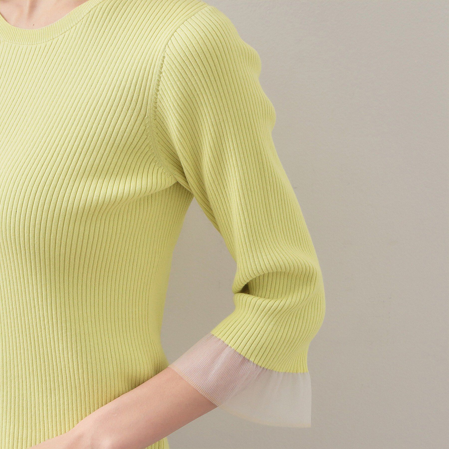 index「リブシアーフレアスリーブニット/オーガニックコットン【洗える/UVケア】」|ニット・セーター|