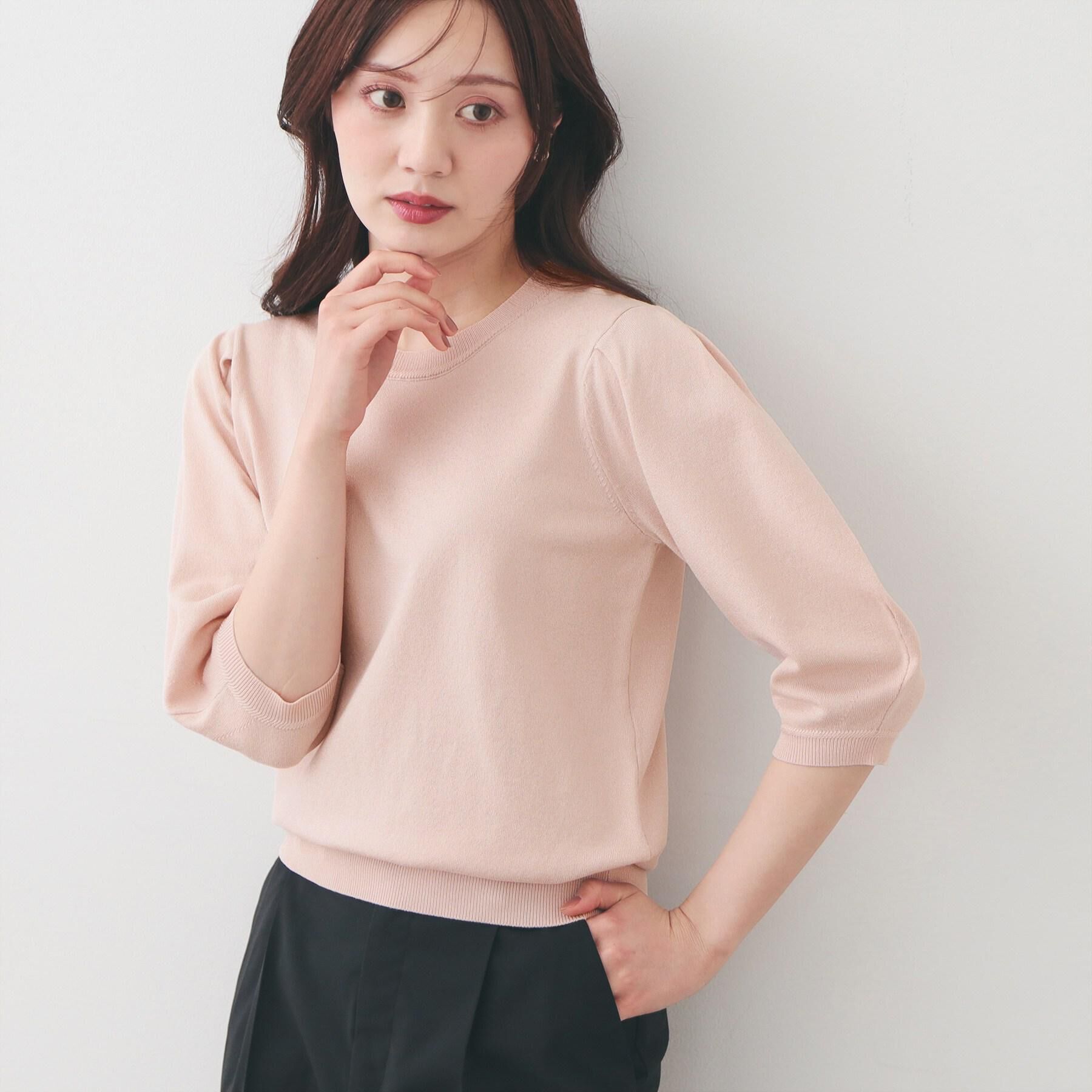 index「6分袖タックスリーブニット【洗濯機OK/UVケア】《XS～LL/9col》」|ニット・セーター|