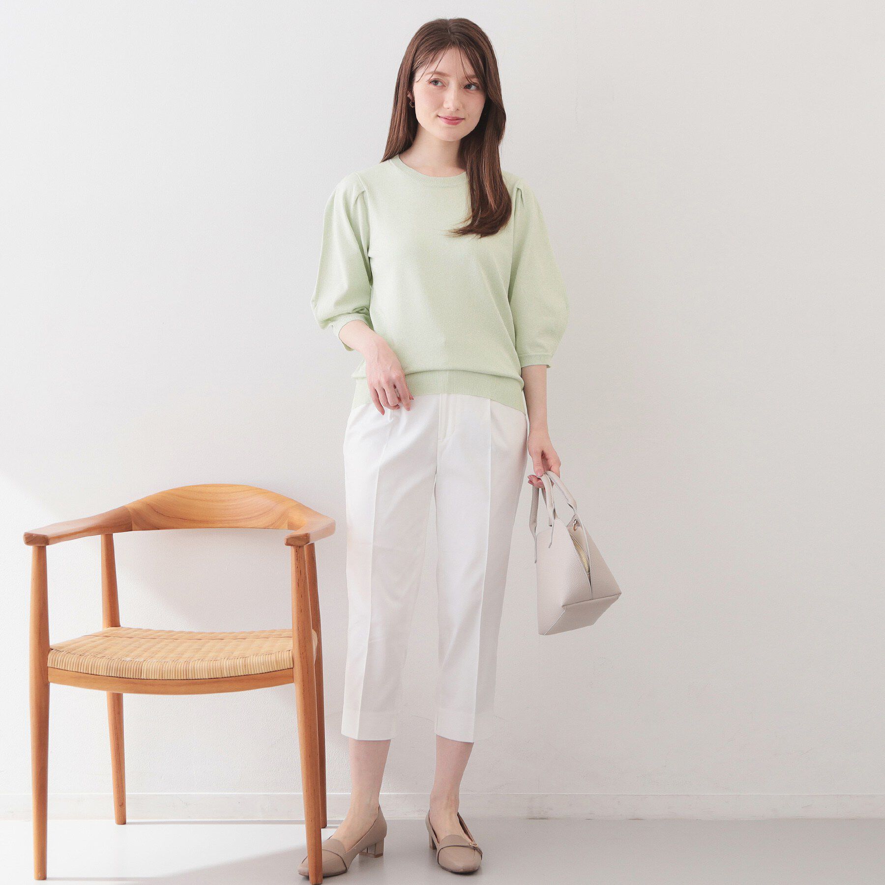 index「6分袖タックスリーブニット【洗濯機OK/UVケア】《XS～LL/9col》」|ニット・セーター|