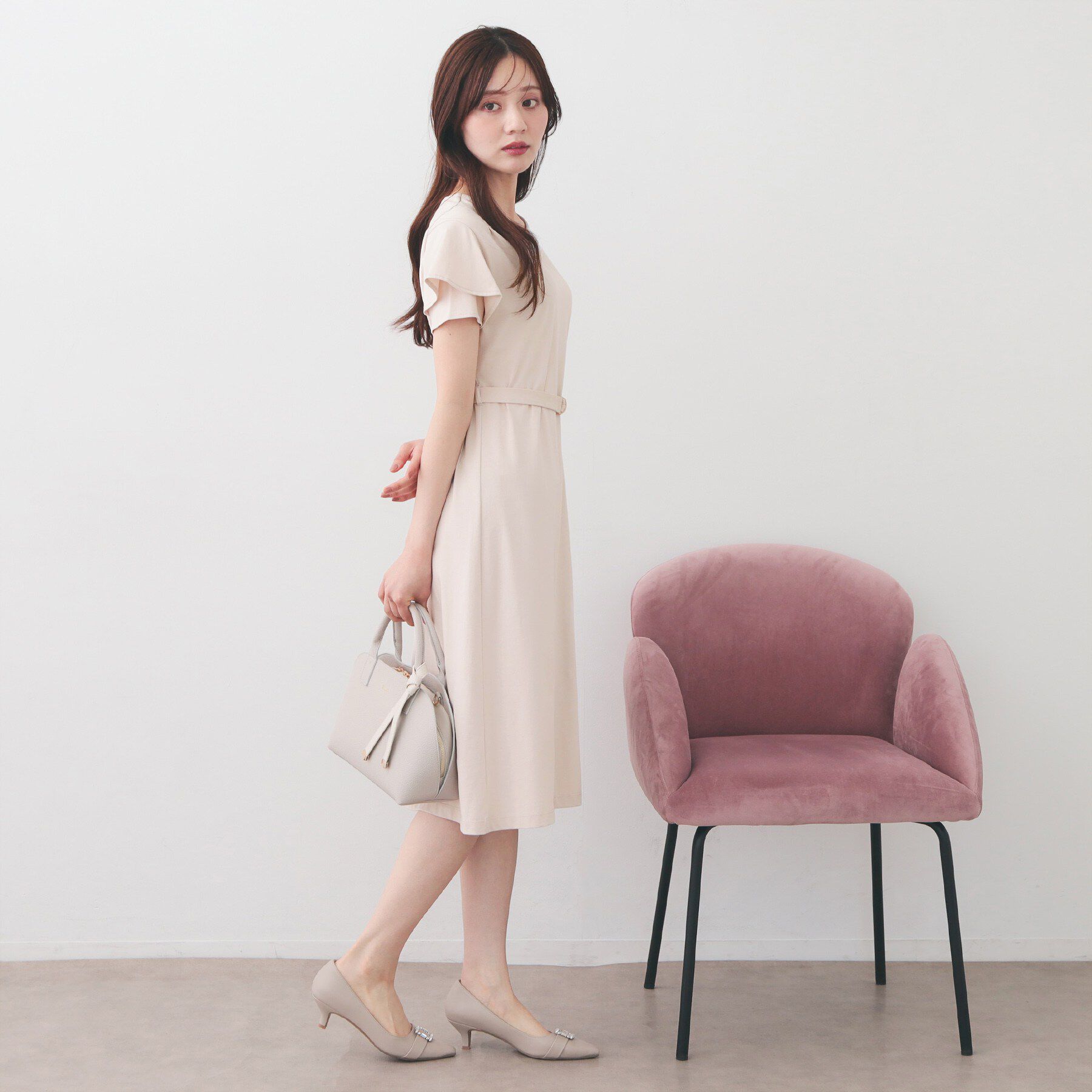 index「Iラインフレアスリーブワンピース【洗濯機OK/接触冷感/UVケア】《XS～3L/6col》」|ワンピース|