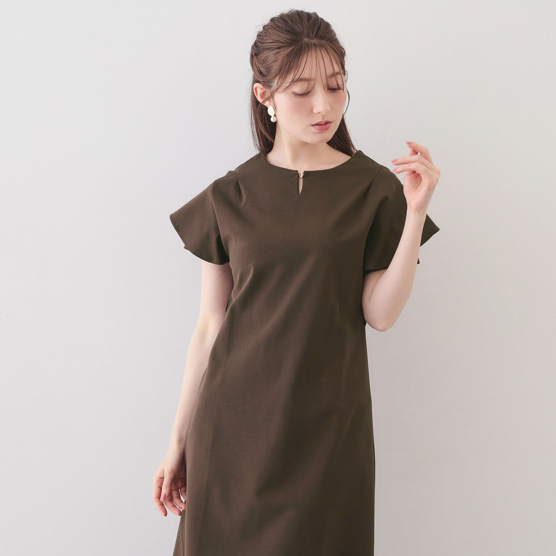 index「Iラインフレアスリーブワンピース【洗濯機OK/接触冷感/UVケア】《XS～3L/6col》」|ワンピース|