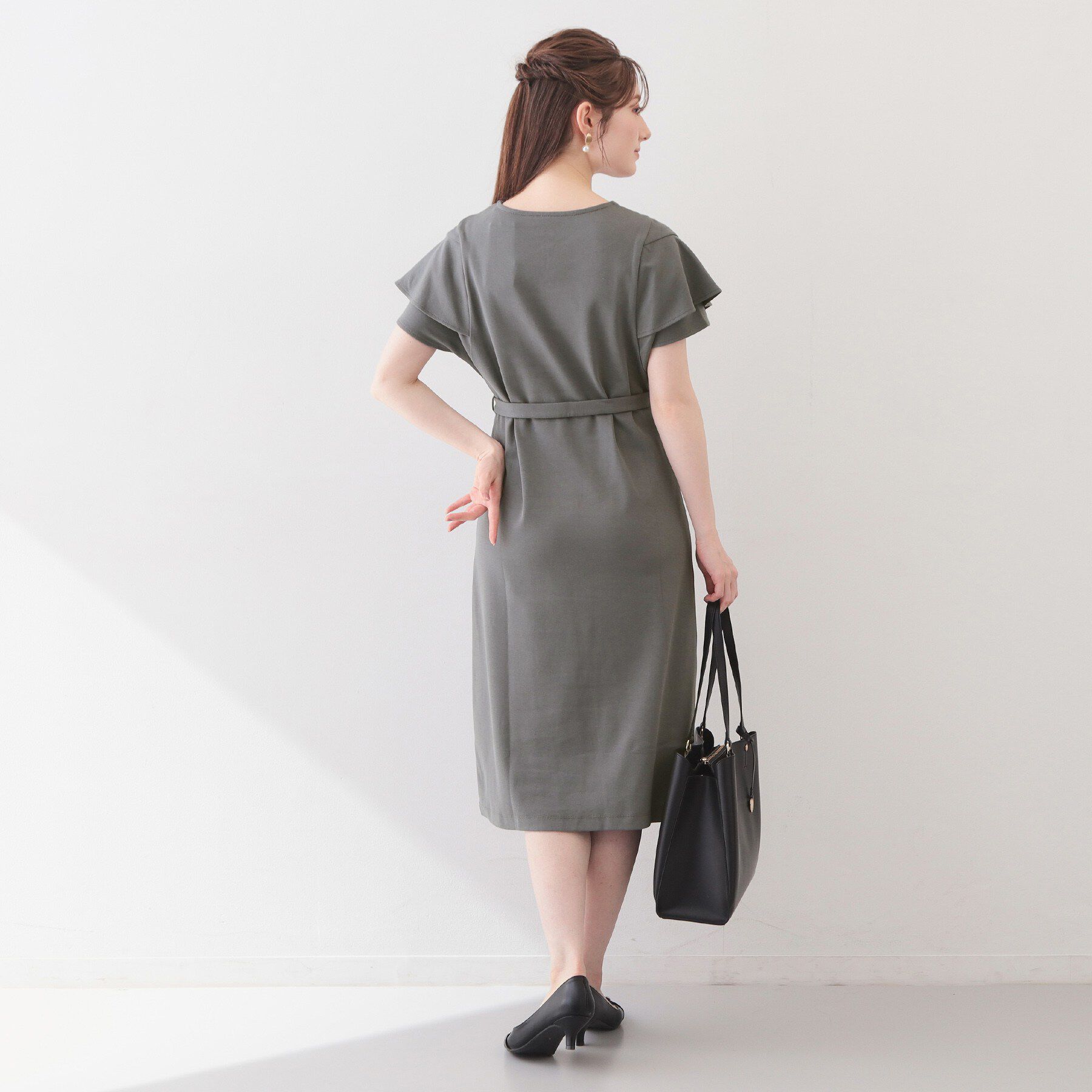 index「Iラインフレアスリーブワンピース【洗濯機OK/接触冷感/UVケア】《XS～3L/6col》」|ワンピース|