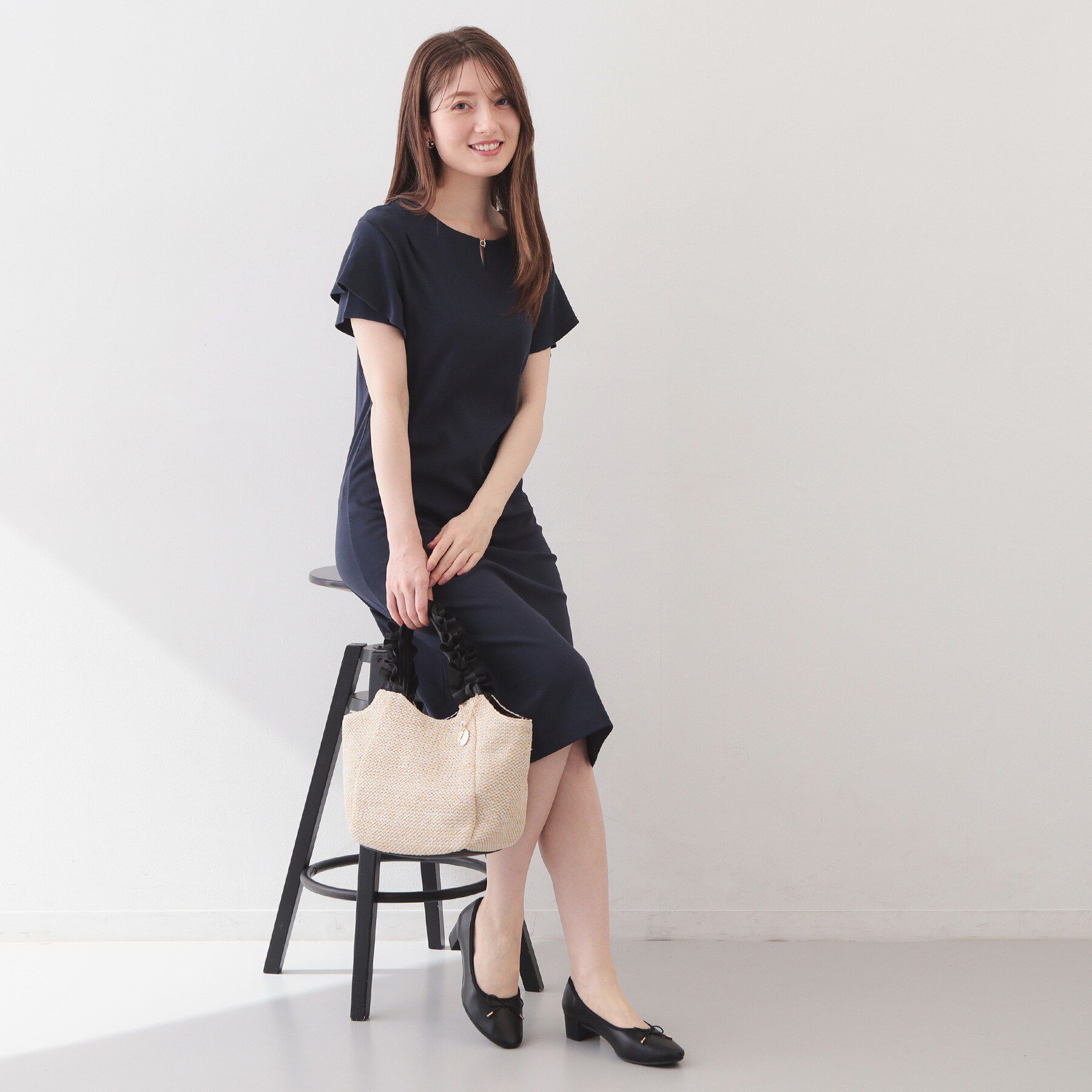 index「Iラインフレアスリーブワンピース【洗濯機OK/接触冷感/UVケア】《XS～3L/6col》」|ワンピース|