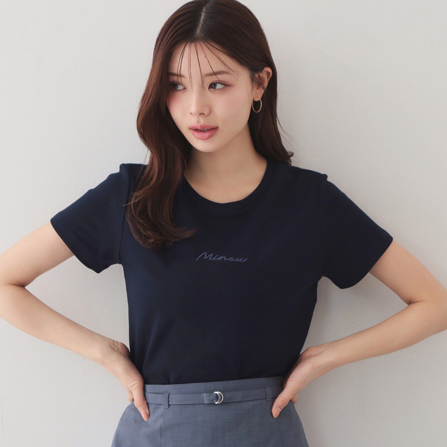 index「フロントロゴ刺繍Tシャツ【洗濯機OK・接触冷感・UVケア】」|Tシャツ・カットソー|