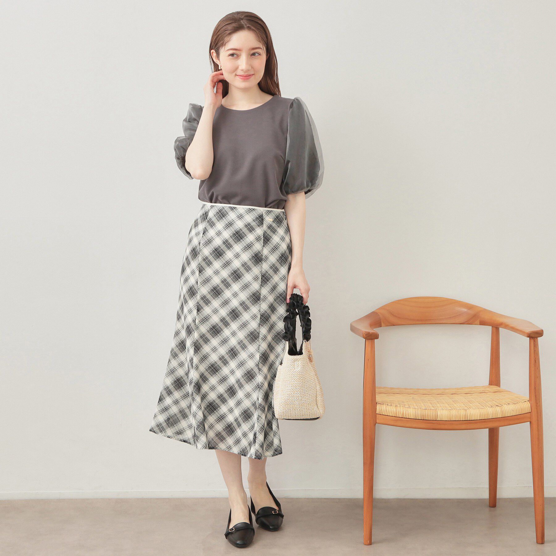 index「バイアスチェックマーメイドフレアスカート【洗濯機OK／イージーアイロン／防シワ】」|スカート|