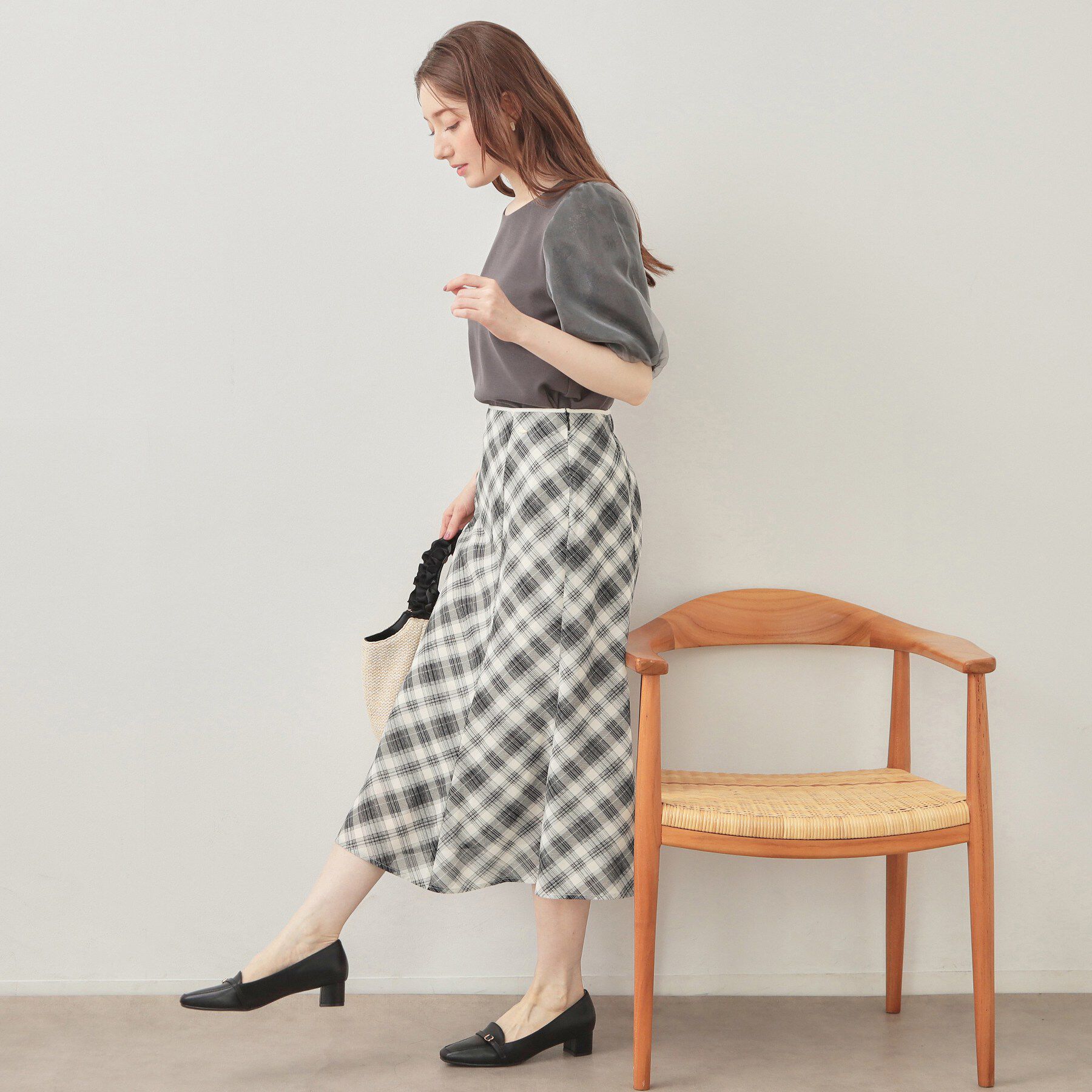 index「バイアスチェックマーメイドフレアスカート【洗濯機OK／イージーアイロン／防シワ】」|スカート|