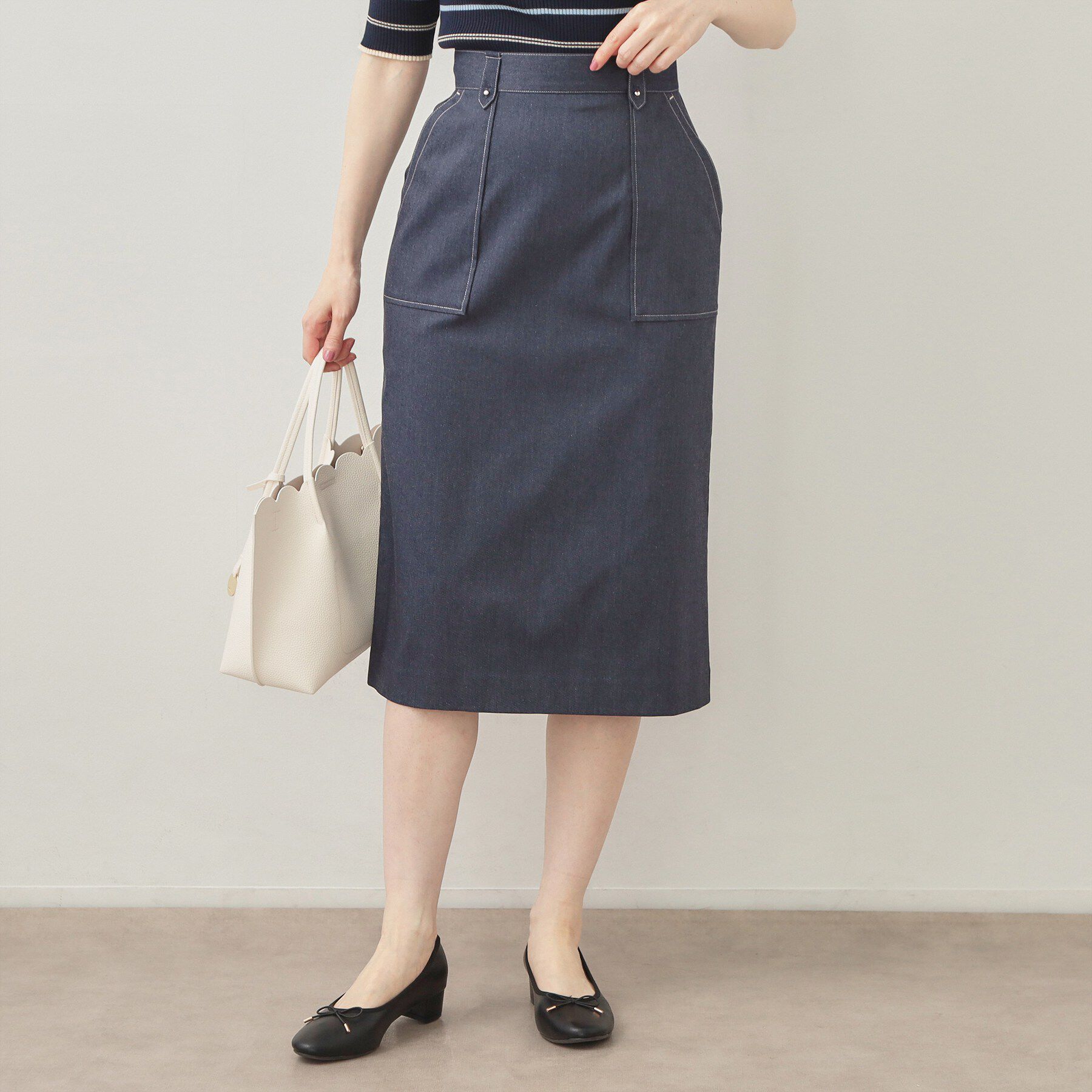 index「ハイストレッチタイトスカート【洗濯機OK】」|スカート|ネイビー(094)