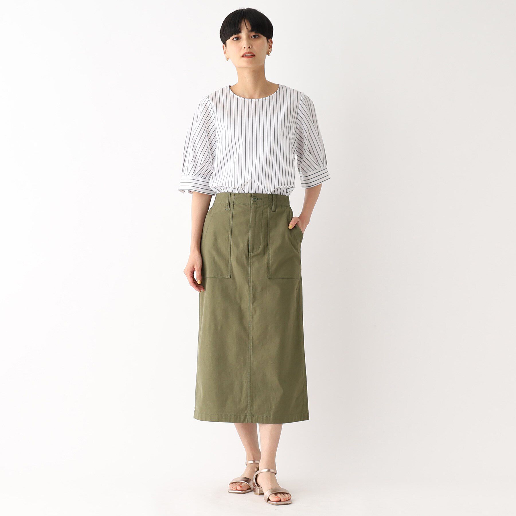 OPAQUE.CLIP「オーガニックコットン混 ベイカースカート【洗濯機洗い可/ストレッチ】」|スカート|