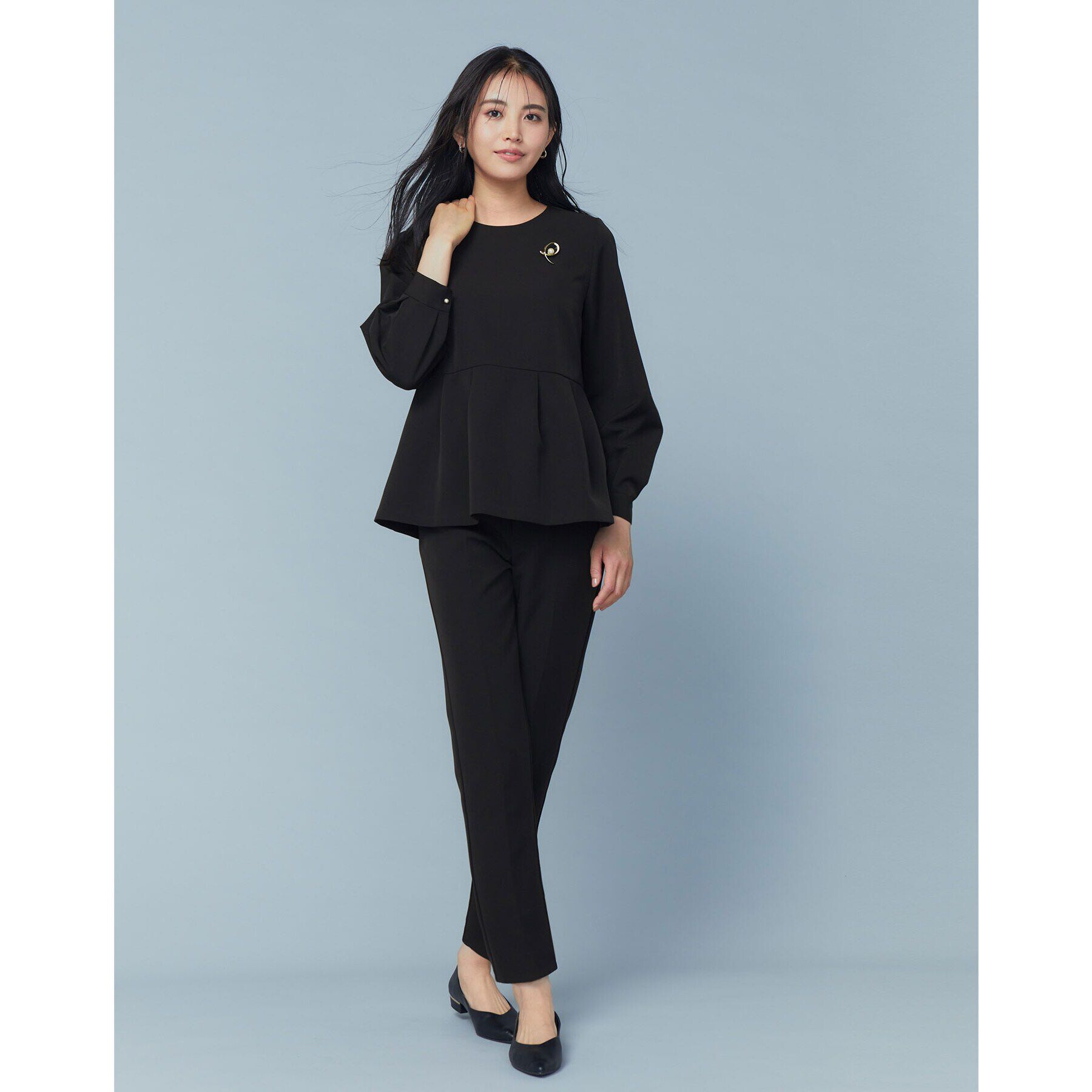 OPAQUE.CLIP「《通勤・セレモニー/セットアップ対応》ペプラムブラウス/ダブルクロス【洗濯機洗い可】」|シャツ・ブラウス|