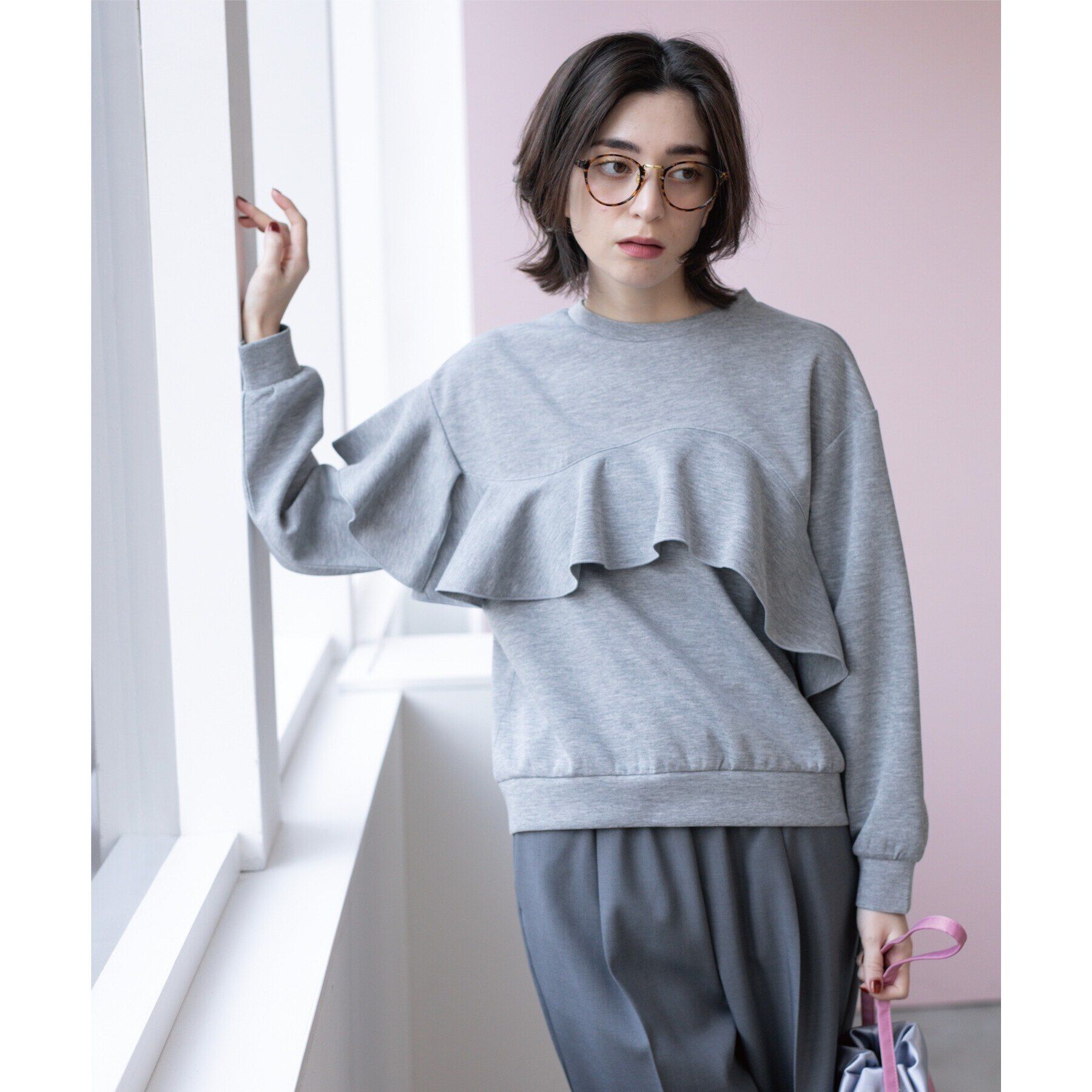 OPAQUE.CLIP「フリルアシメトップス【洗濯機洗い可】」|Tシャツ・カットソー|