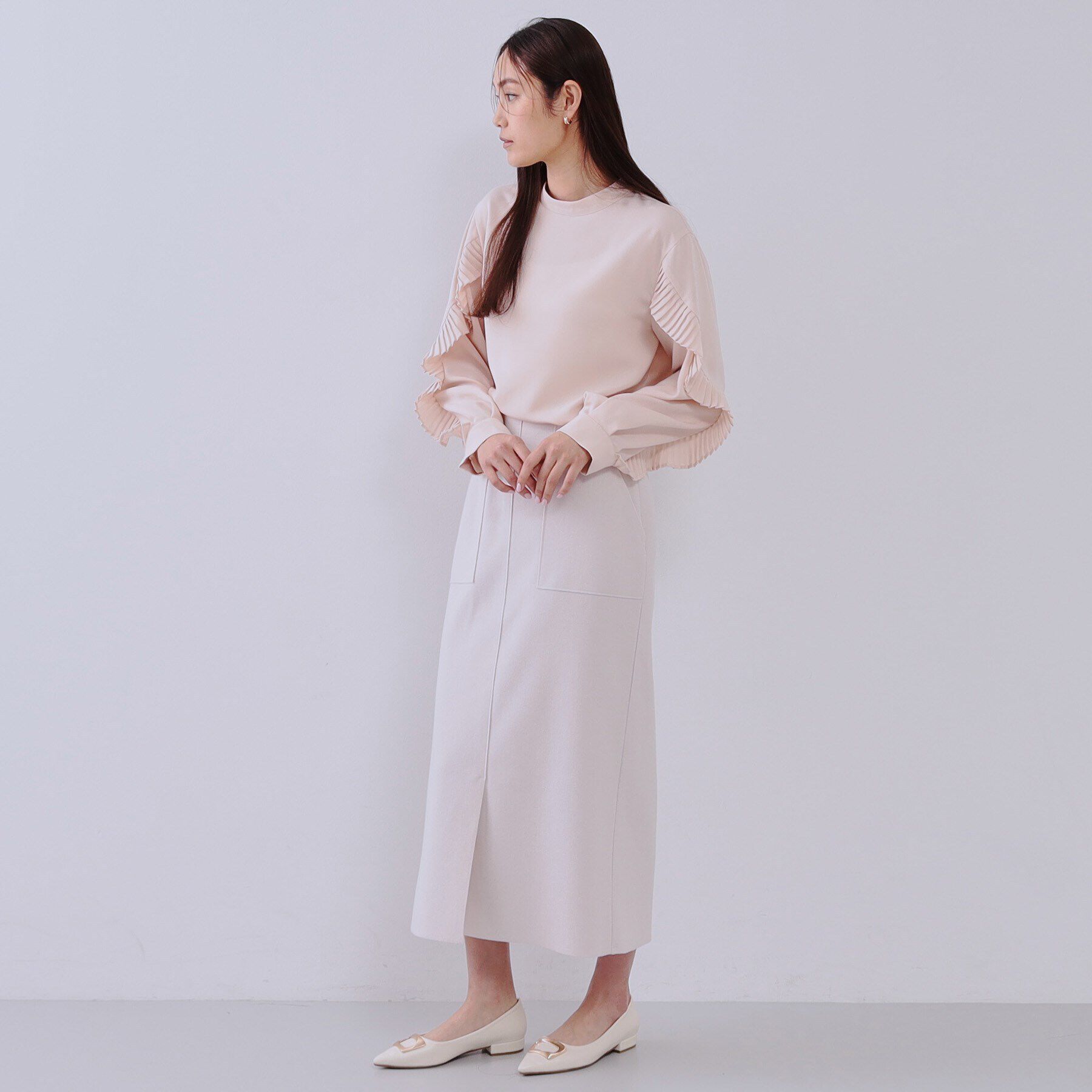 OPAQUE.CLIP「《美人百花掲載》プリーツフリルスリーブブラウス【洗濯機洗い可】」|シャツ・ブラウス|