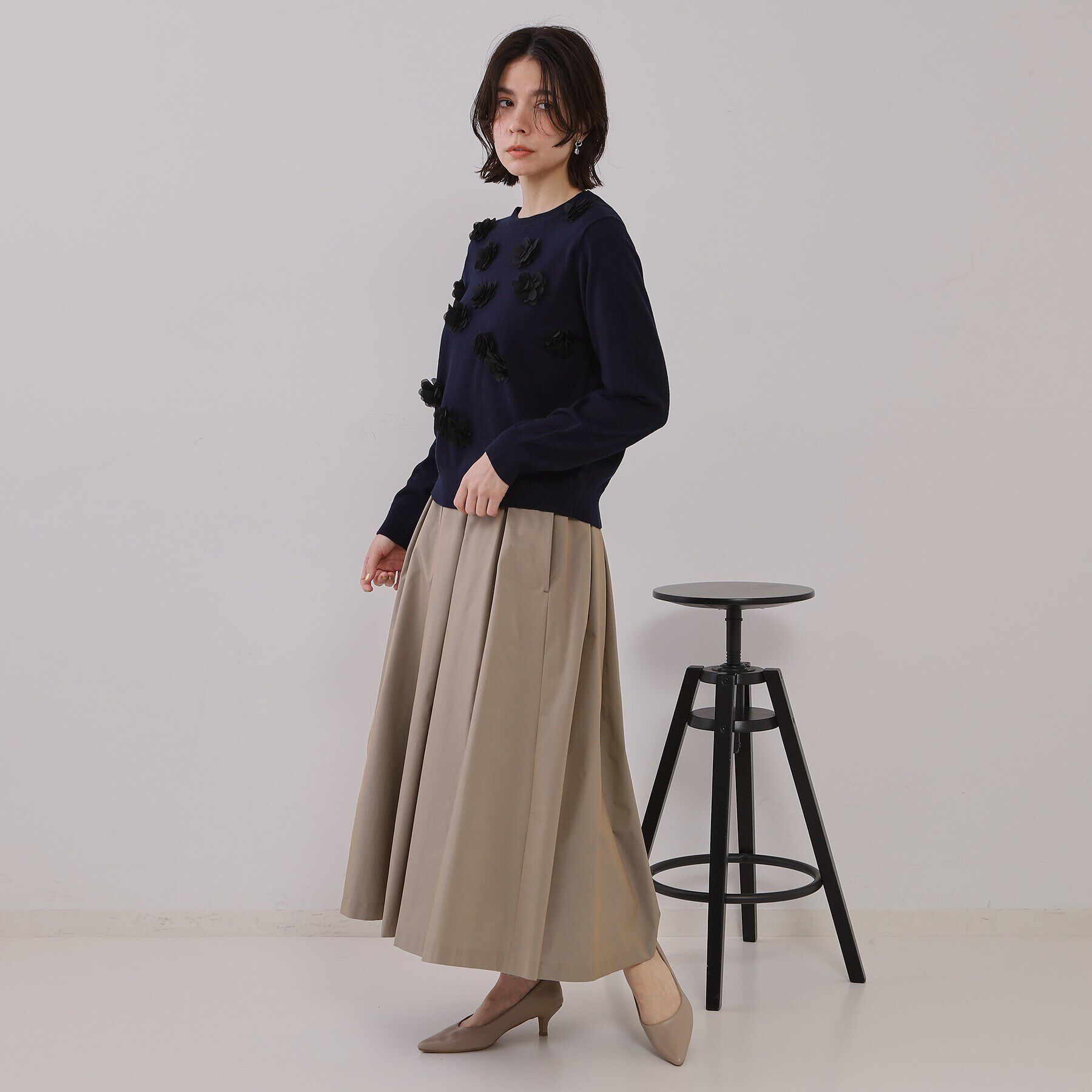 OPAQUE.CLIP「フラワーモチーフニット【洗濯機洗い可】」|ニット・セーター|