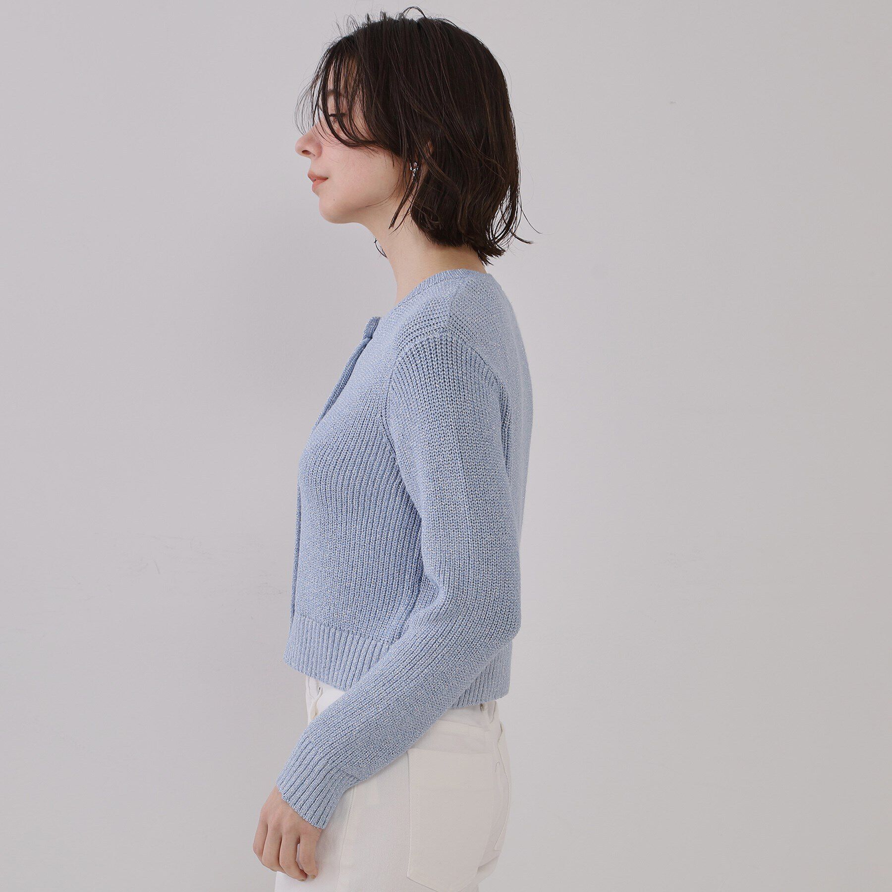 OPAQUE.CLIP「ラメヤーンニットカーディガン【洗濯機洗い可】」|カーディガン|