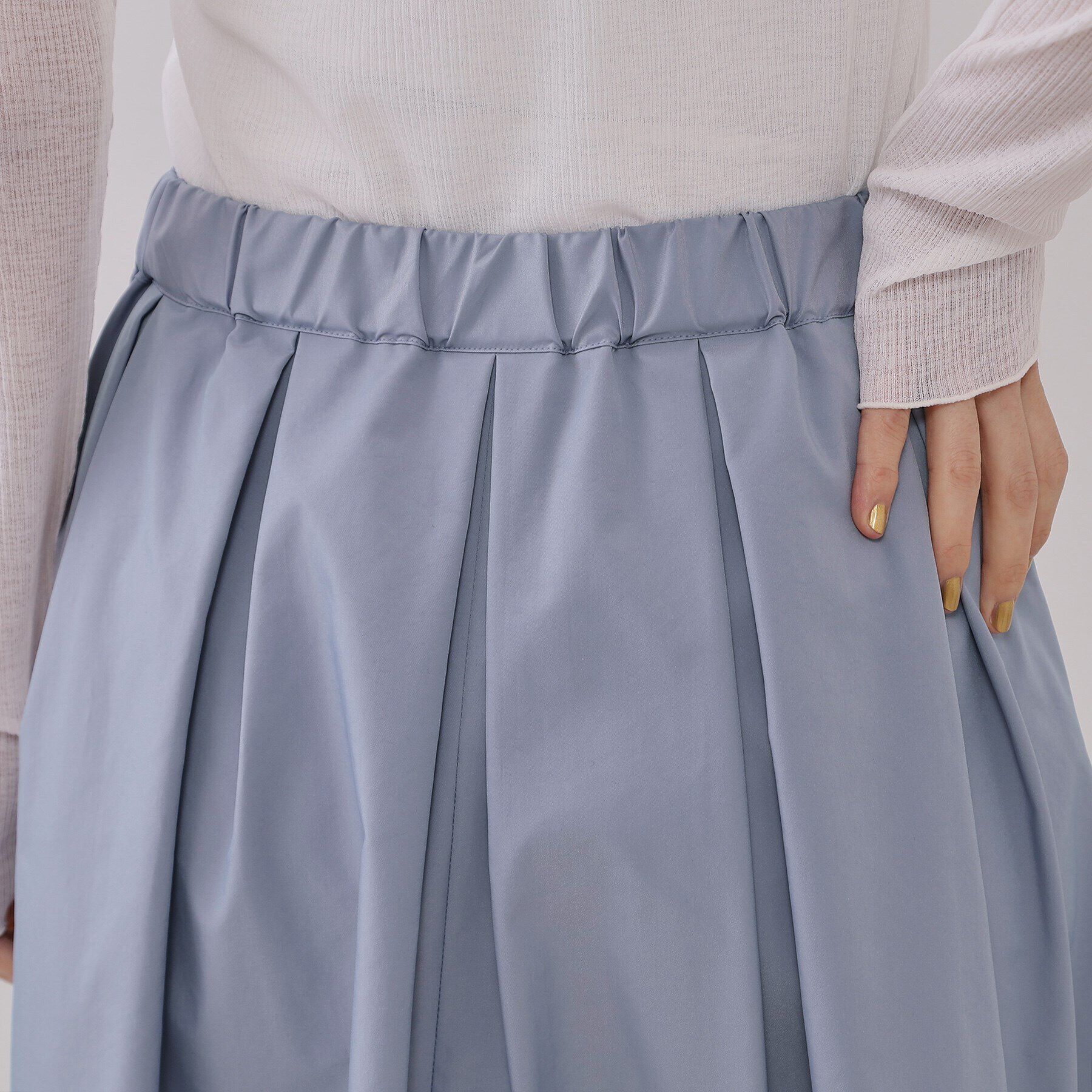 OPAQUE.CLIP「シャンブレータックフレアスカート【洗濯機洗い可】」|スカート|