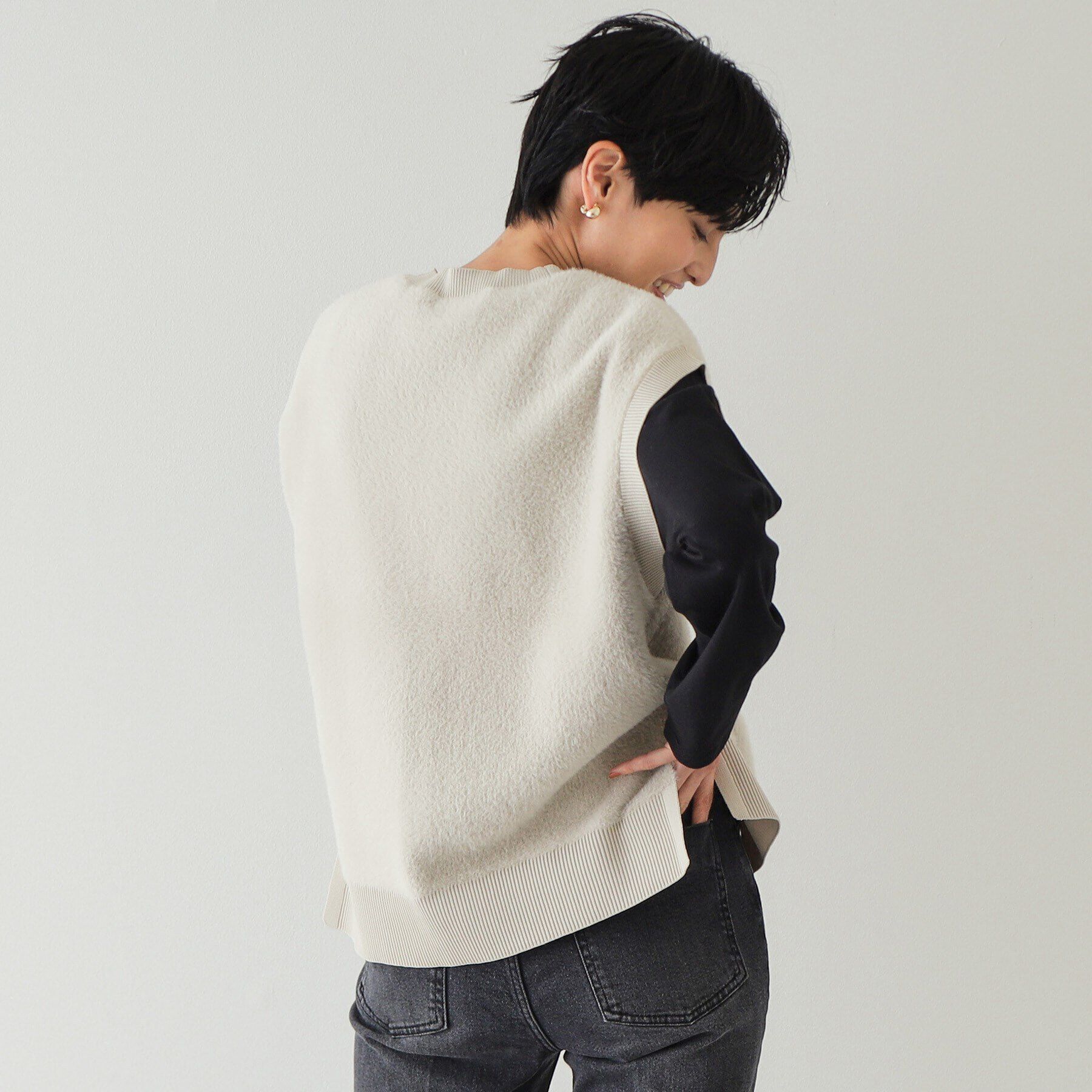 OPAQUE.CLIP「フェザーヤーンニットベスト【洗濯機洗い可】」|ベスト・ジレ|