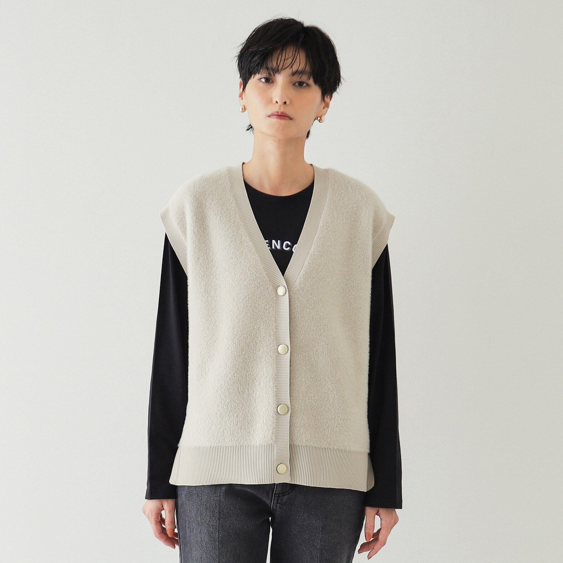 OPAQUE.CLIP「フェザーヤーンニットベスト【洗濯機洗い可】」|ベスト・ジレ|