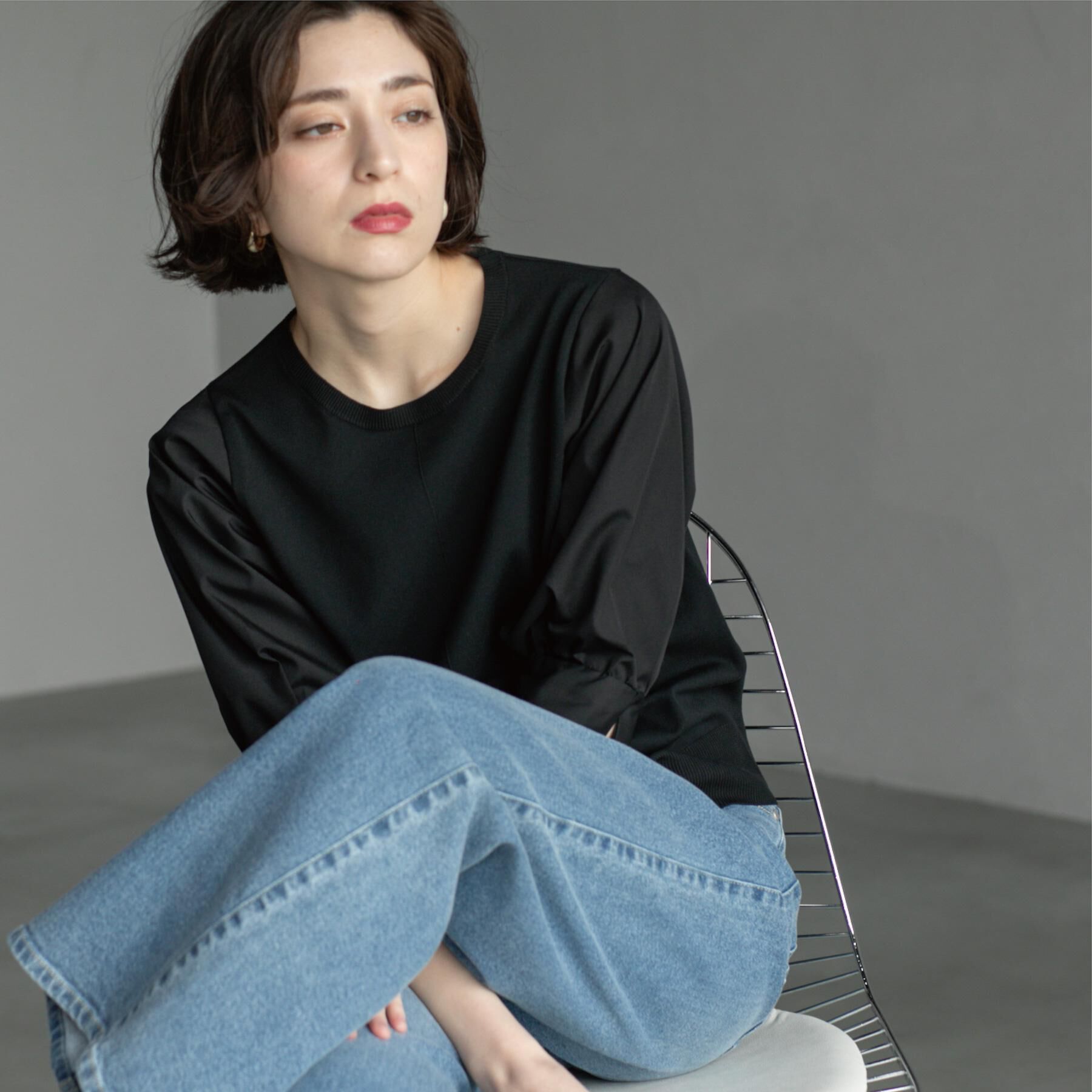 OPAQUE.CLIP「フハクスリーブドッキングニット【洗濯機洗い可】」|ニット・セーター|