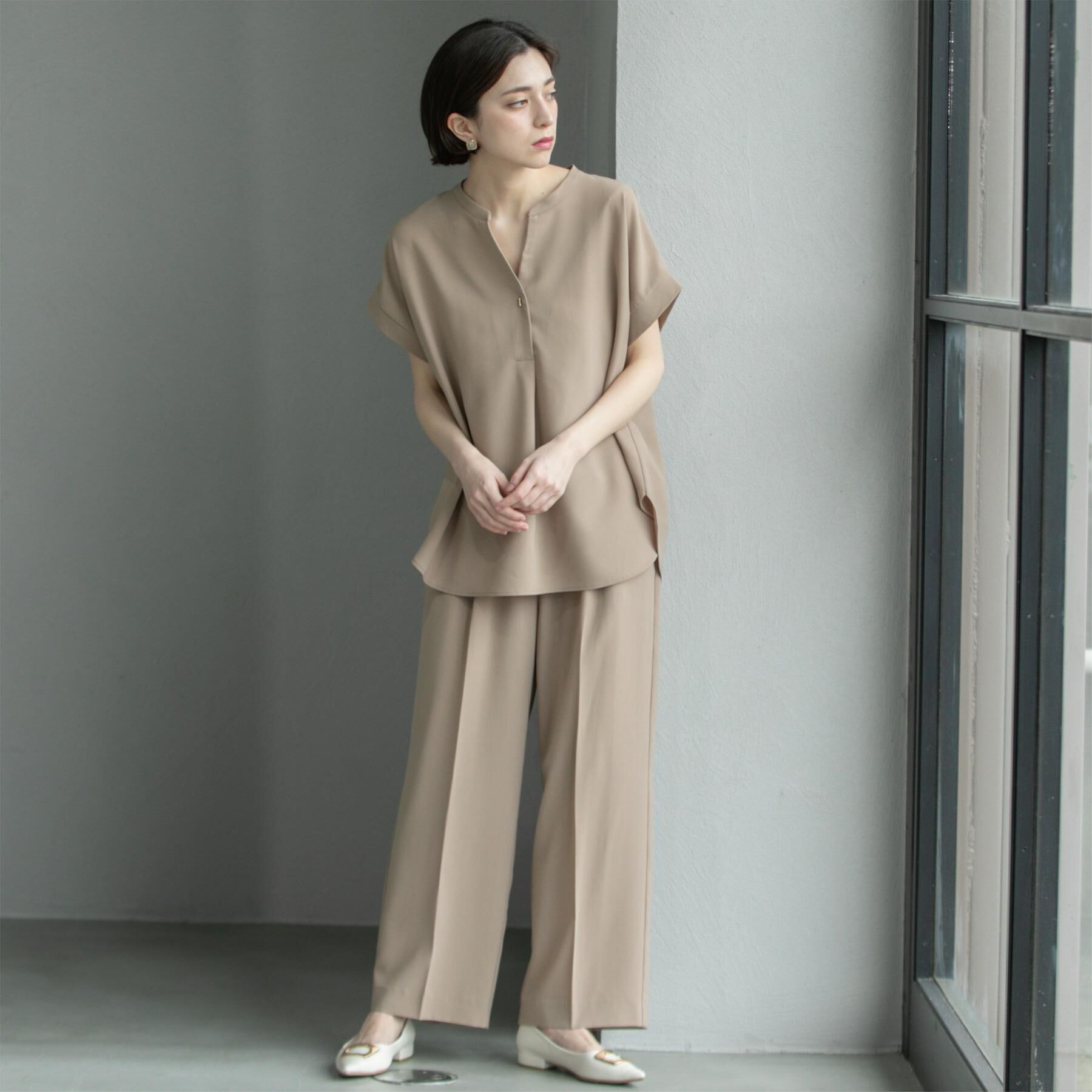 OPAQUE.CLIP「《6色展開/丈が選べる》美脚イージーワイドパンツ/セットアップ対応【ストレッチ/洗濯機洗い可/防シワ」|その他|