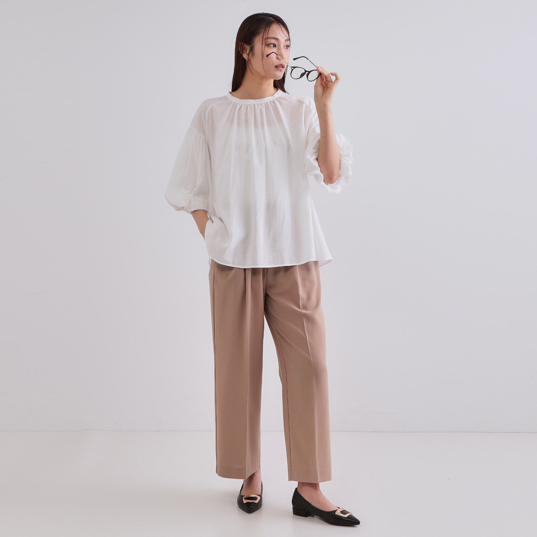 OPAQUE.CLIP「バルーンスリーブブラウス【洗濯機洗い可】」|シャツ・ブラウス|