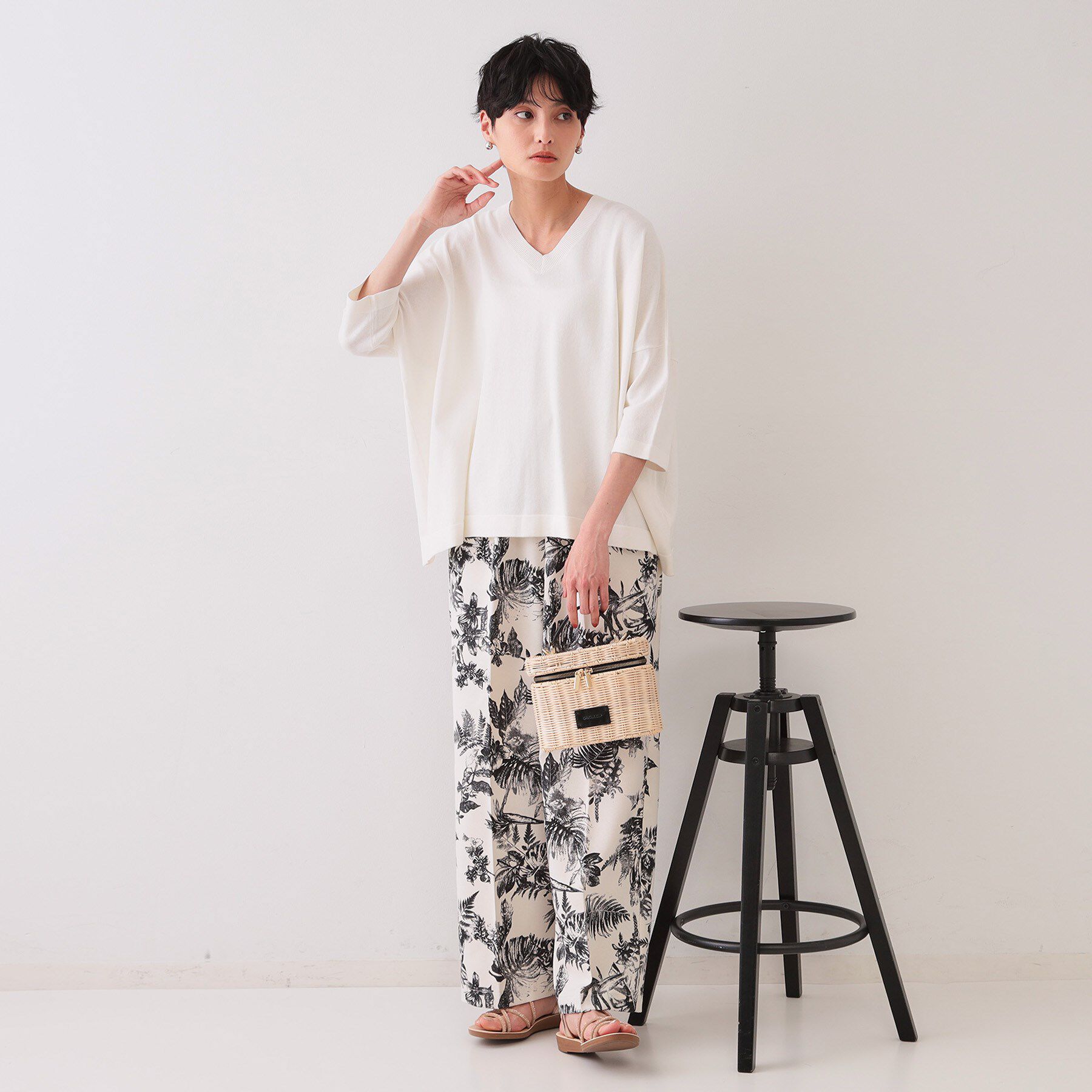 OPAQUE.CLIP「リラクシーワイドVネックニット【洗濯機洗い可】」|ニット・セーター|