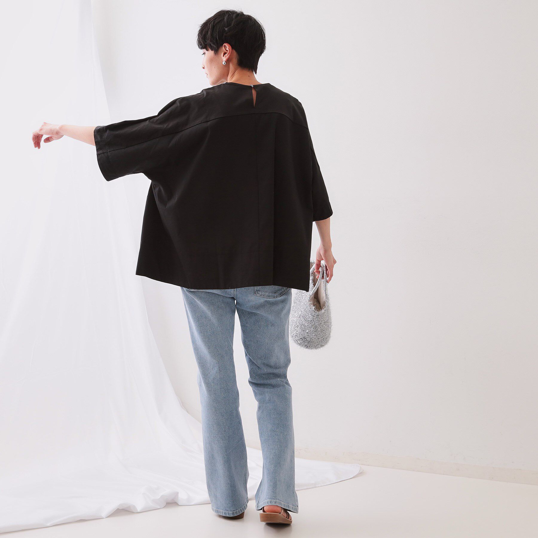 OPAQUE.CLIP「バックフハクドッキングAラインカットソー【洗濯機洗い可】」|Tシャツ・カットソー|