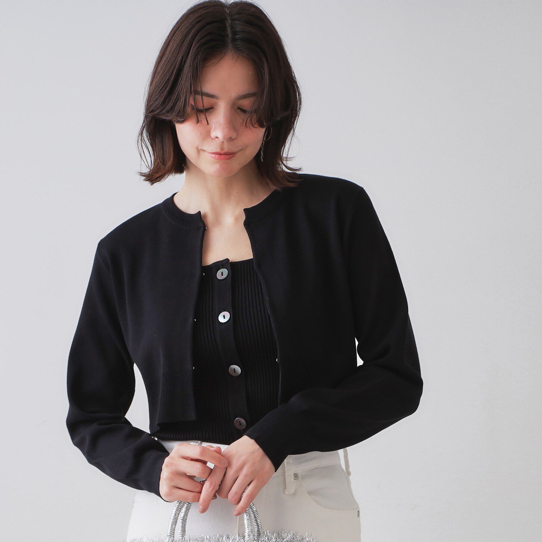 OPAQUE.CLIP「《美人百花掲載》ショートカーディガン&times;リブキャミソール【洗濯機洗い可/抗ピル】」|その他|