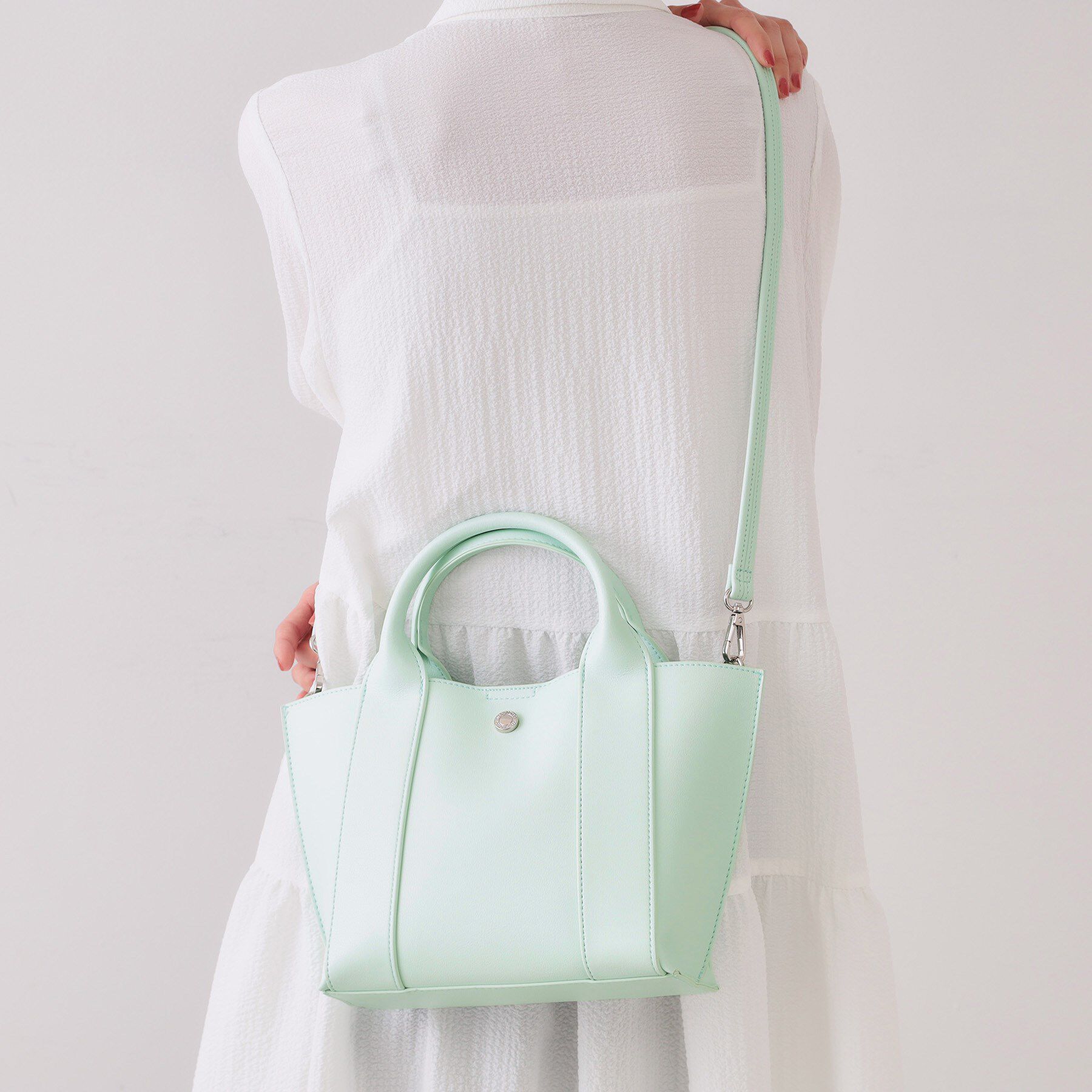 OPAQUE.CLIP「【2WAY】スムース合皮ミドルトートバッグ」|トートバッグ|ミントグリーン(02