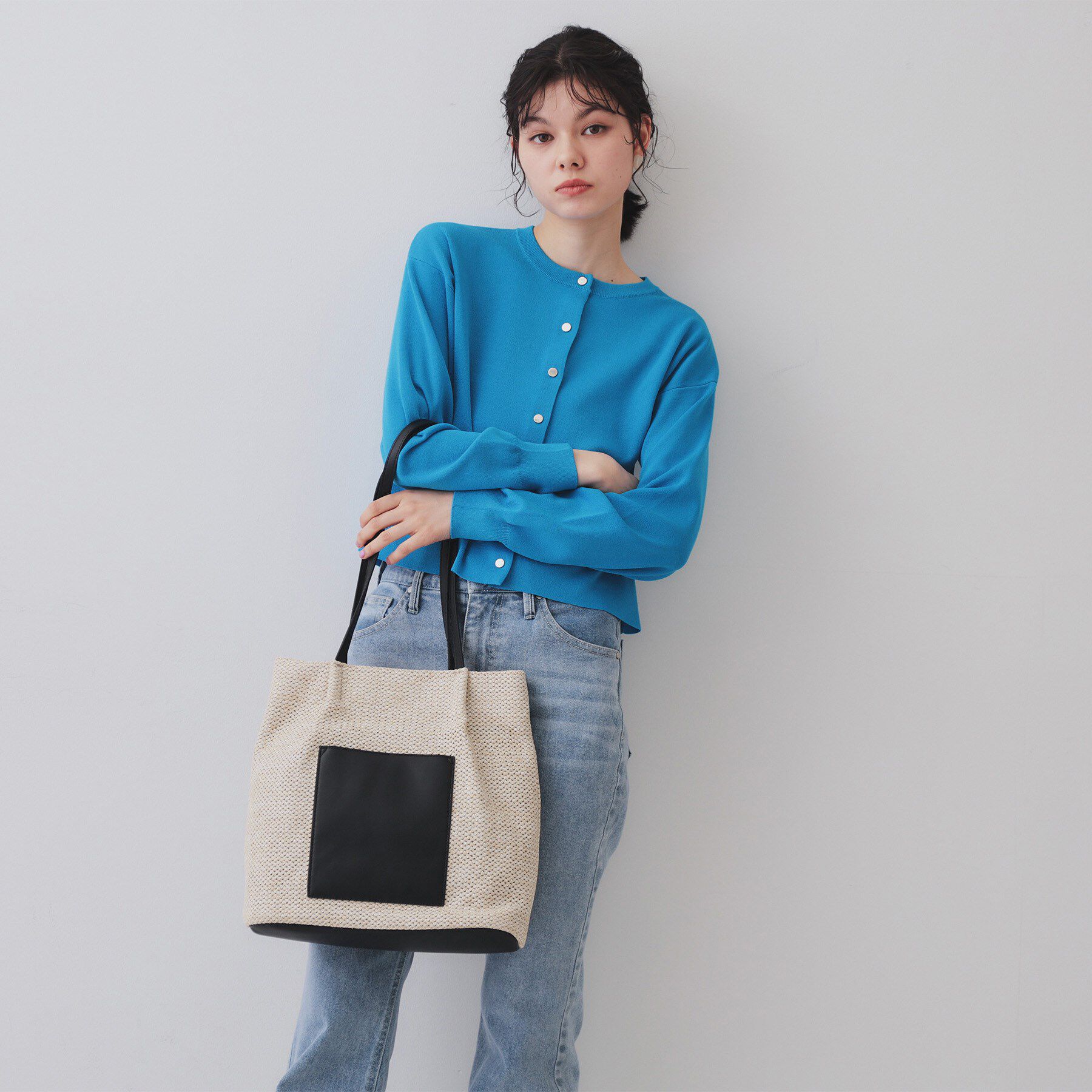 OPAQUE.CLIP「フロントベルトデザイン雑材合皮コンビトートバッグ」|トートバッグ|