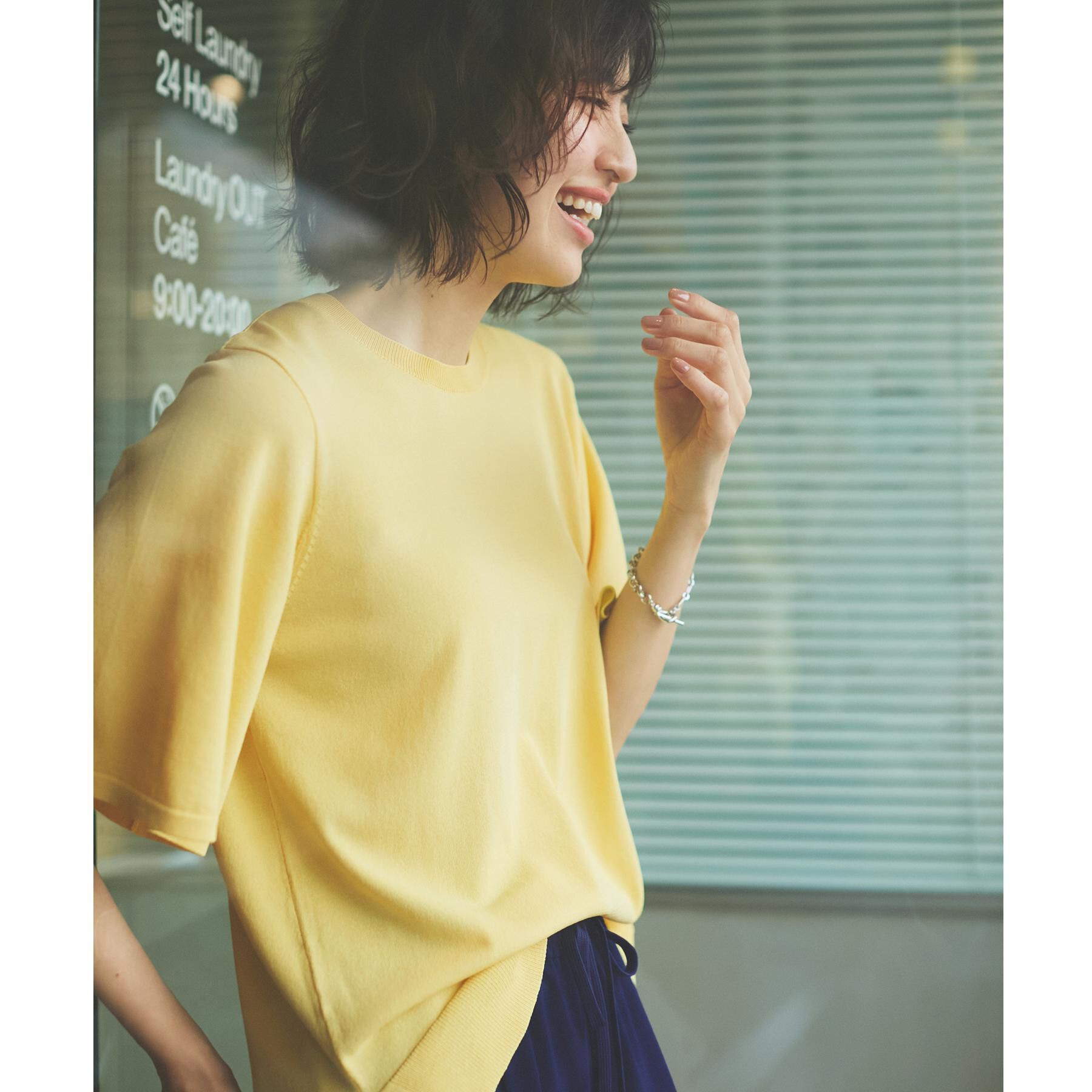 OPAQUE.CLIP「《6色展開/S-LLサイズ》フレアスリーブニット【UV/接触冷感/抗ピル/洗濯機洗い可】」|ニット・セーター|