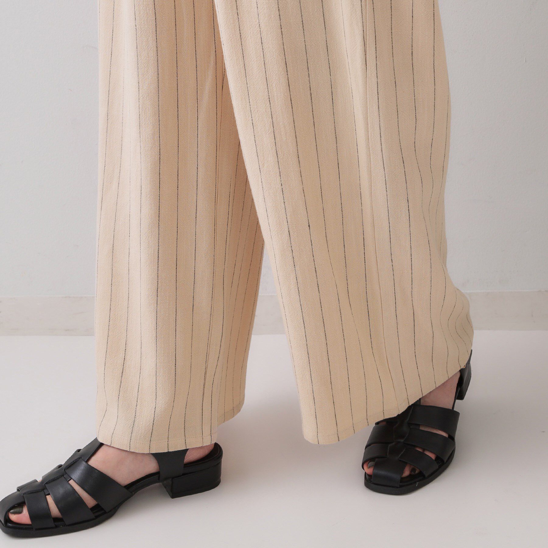 OPAQUE.CLIP「麻混ストライプイージーワイドパンツ【洗濯機洗い可】」|その他|