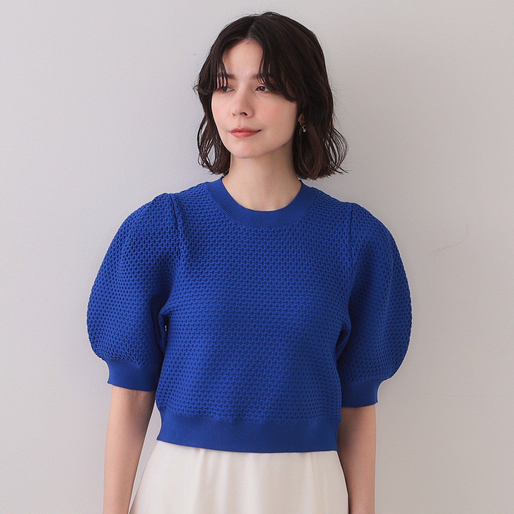 OPAQUE.CLIP「ぽこぽこパフスリーブニット【洗濯機洗い可/抗ピル】」|ニット・セーター|