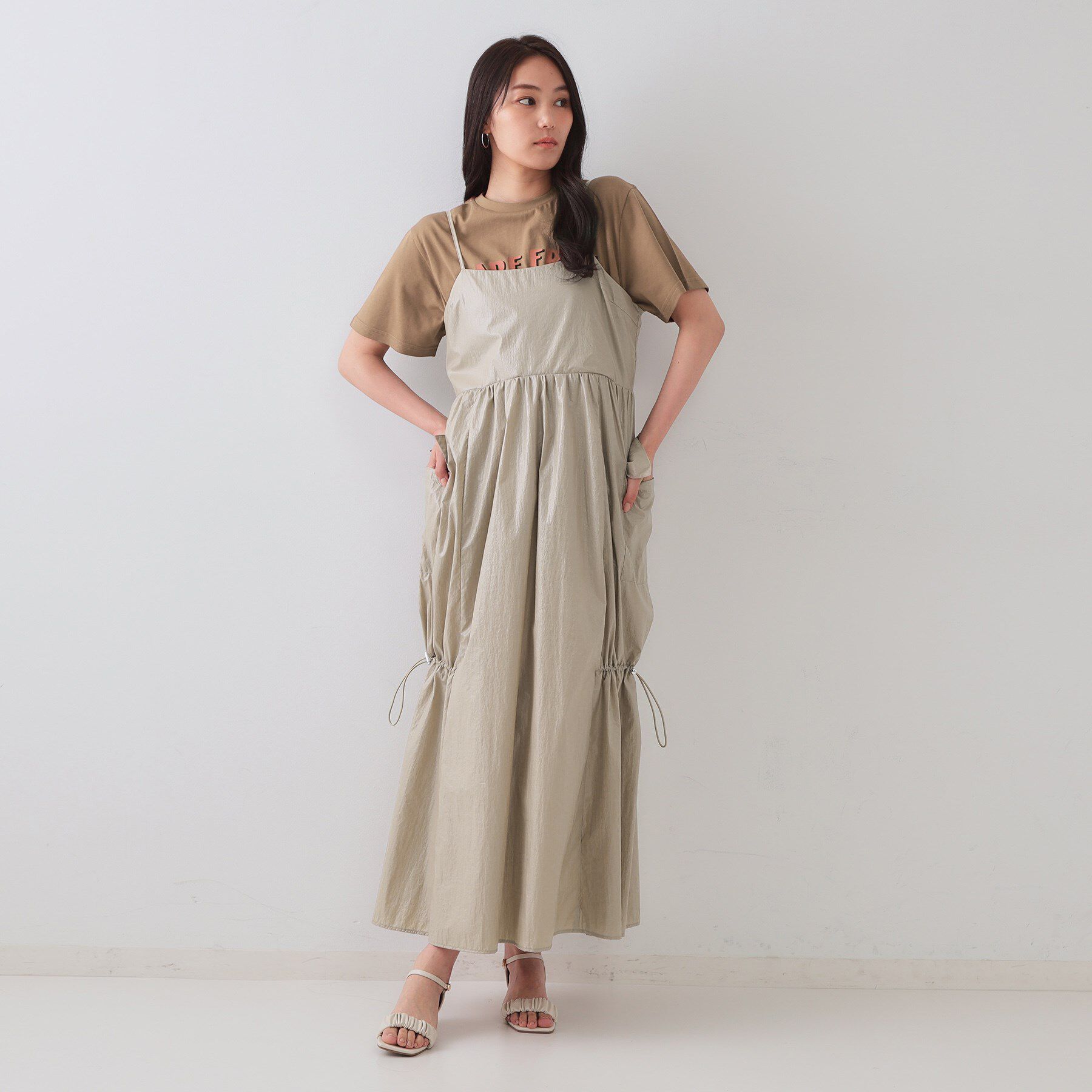 OPAQUE.CLIP「デザインキャミワンピース【洗濯機洗い可】」|ワンピース|